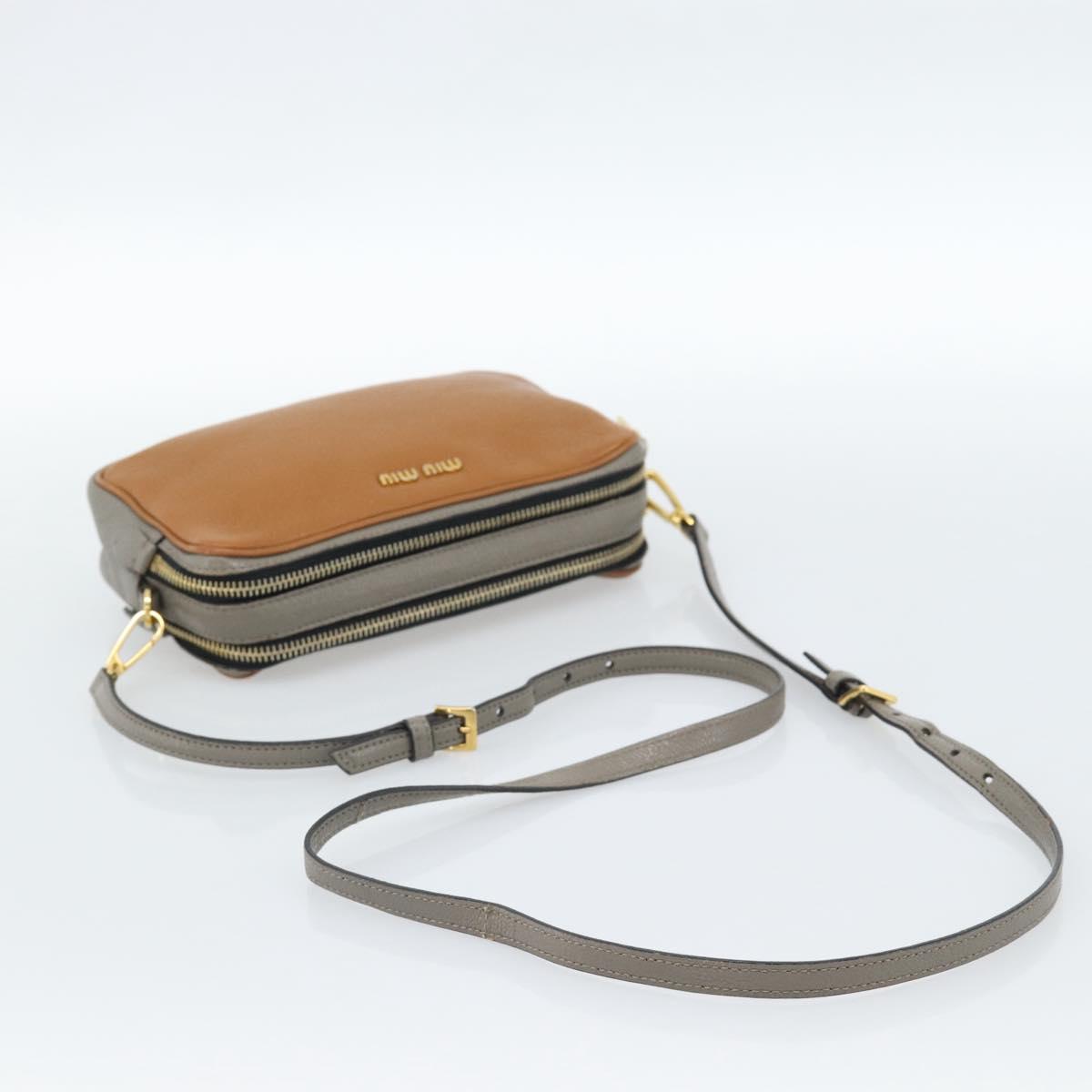 Miu Miu Shoulder Bag Leather Brown Gold Auth 185116A