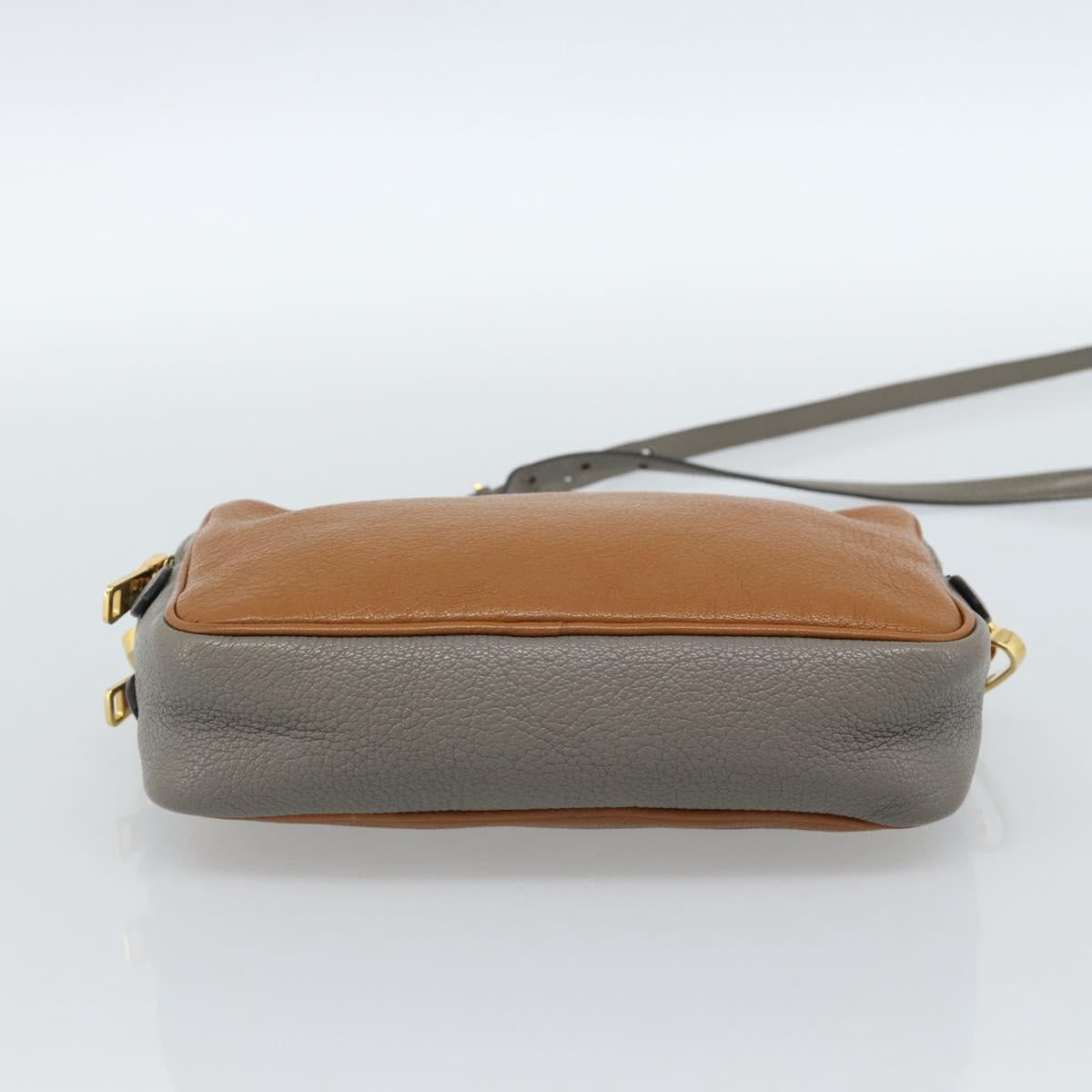Miu Miu Shoulder Bag Leather Brown Gold Auth 185116A