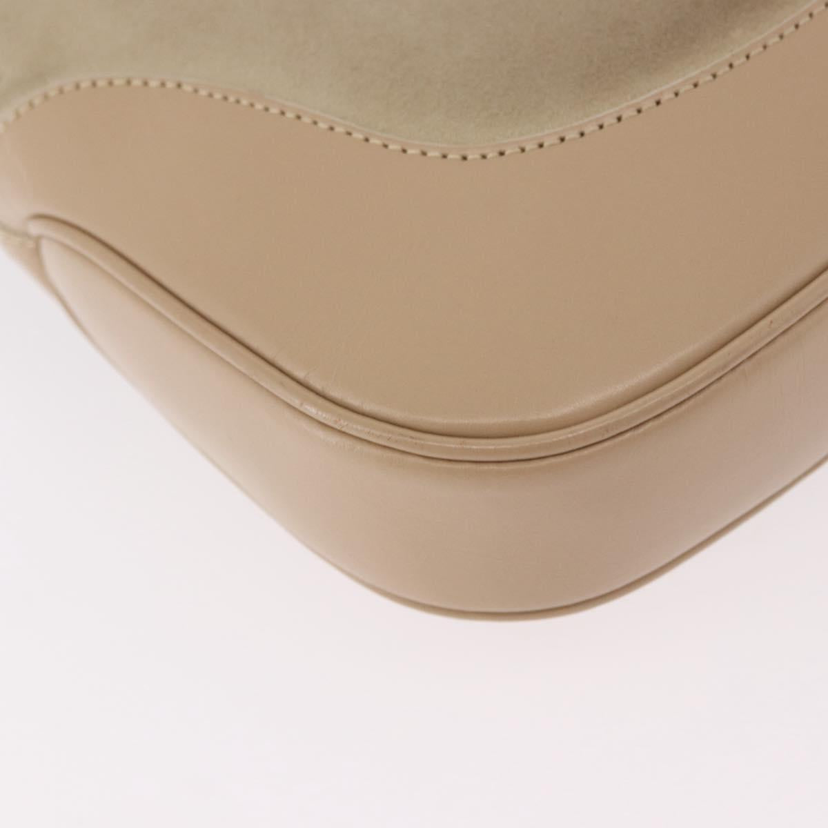 GUCCI Jackie Shoulder Bag Suede Beige Silver Auth 185120V