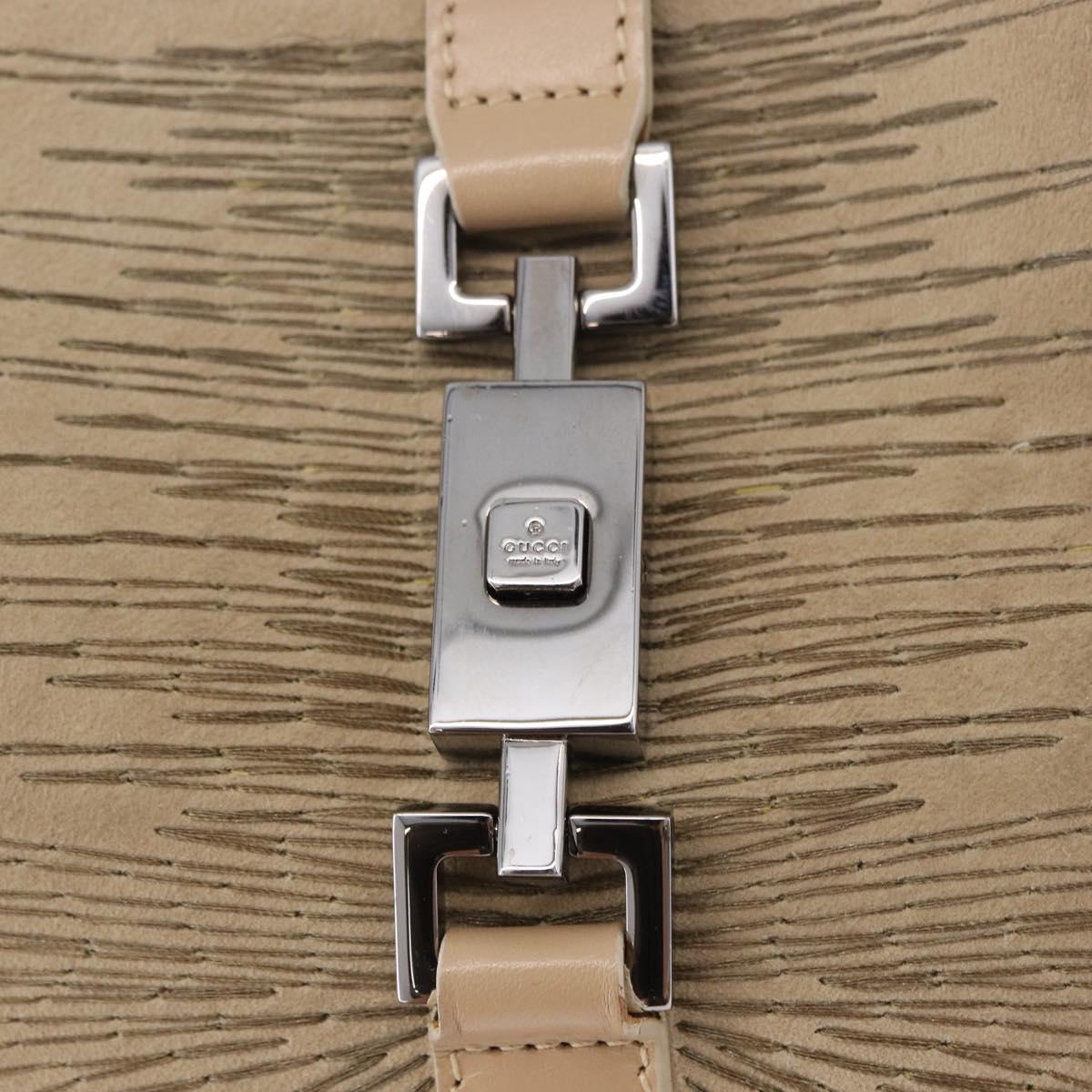 GUCCI Jackie Shoulder Bag Suede Beige Silver Auth 185120V