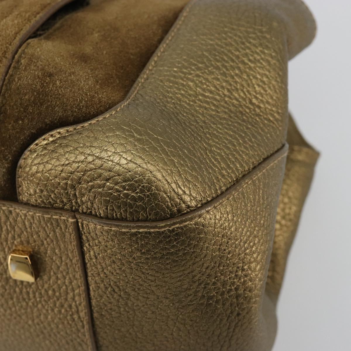 CARTIER Ladonia Chain Tote Bag Suede Gold Auth 185121A