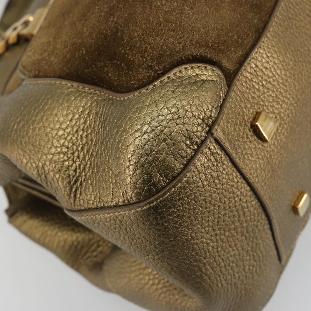 CARTIER Ladonia Chain Tote Bag Suede Gold Auth 185121A