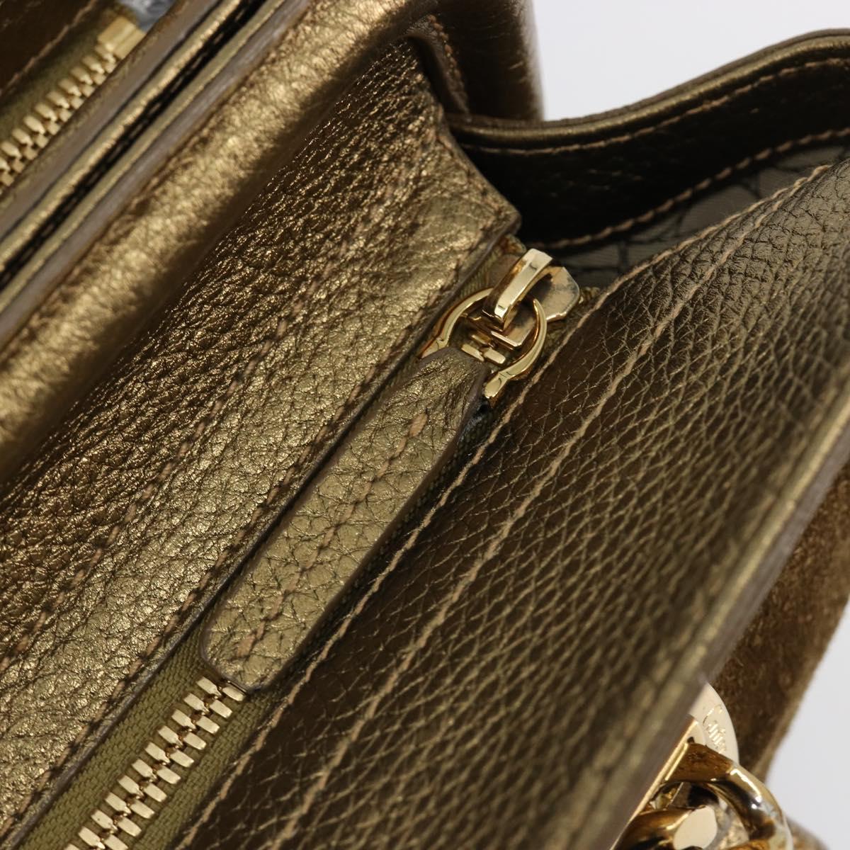 CARTIER Ladonia Chain Tote Bag Suede Gold Auth 185121A