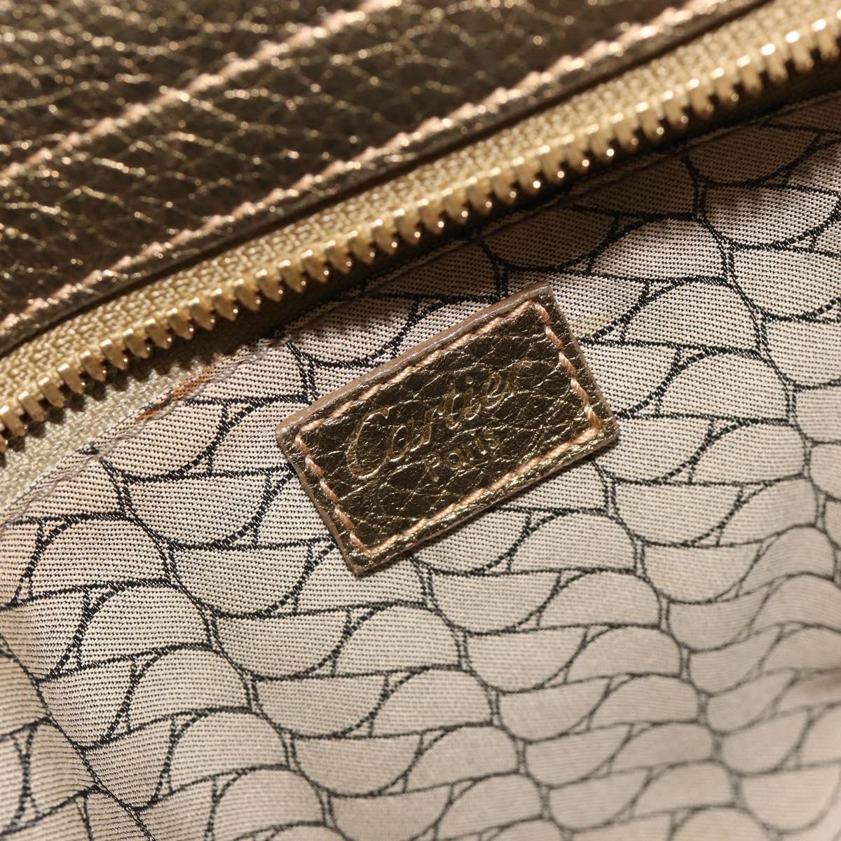 CARTIER Ladonia Chain Tote Bag Suede Gold Auth 185121A