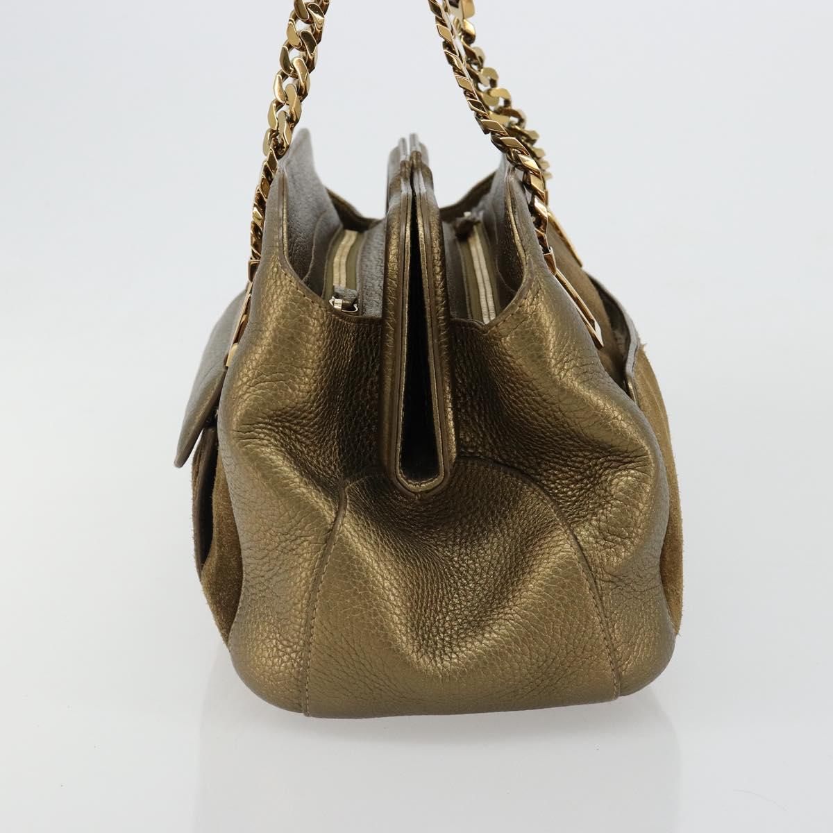 CARTIER Ladonia Chain Tote Bag Suede Gold Auth 185121A