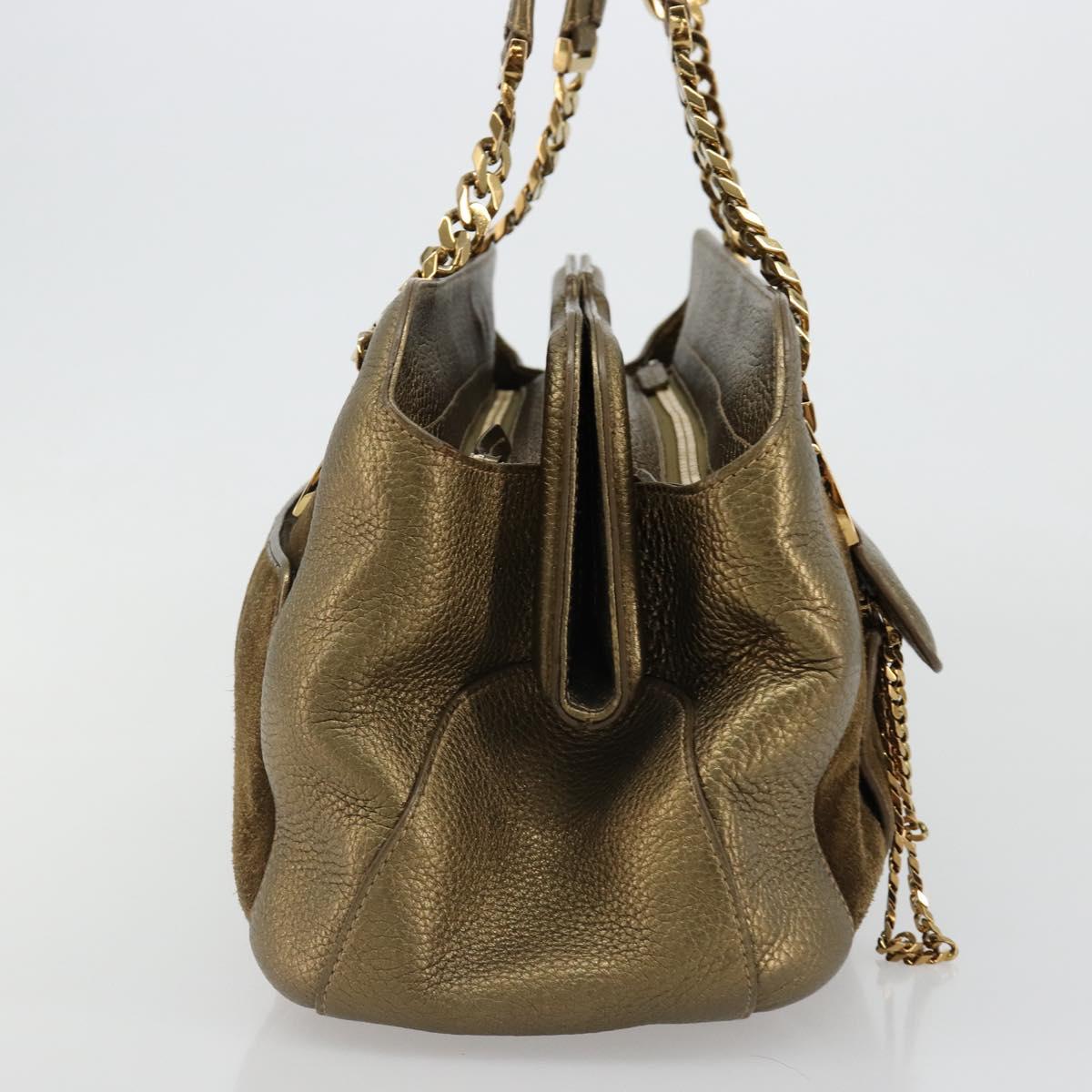CARTIER Ladonia Chain Tote Bag Suede Gold Auth 185121A