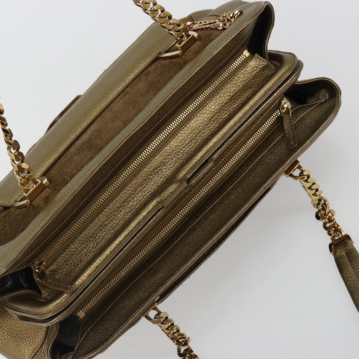 CARTIER Ladonia Chain Tote Bag Suede Gold Auth 185121A