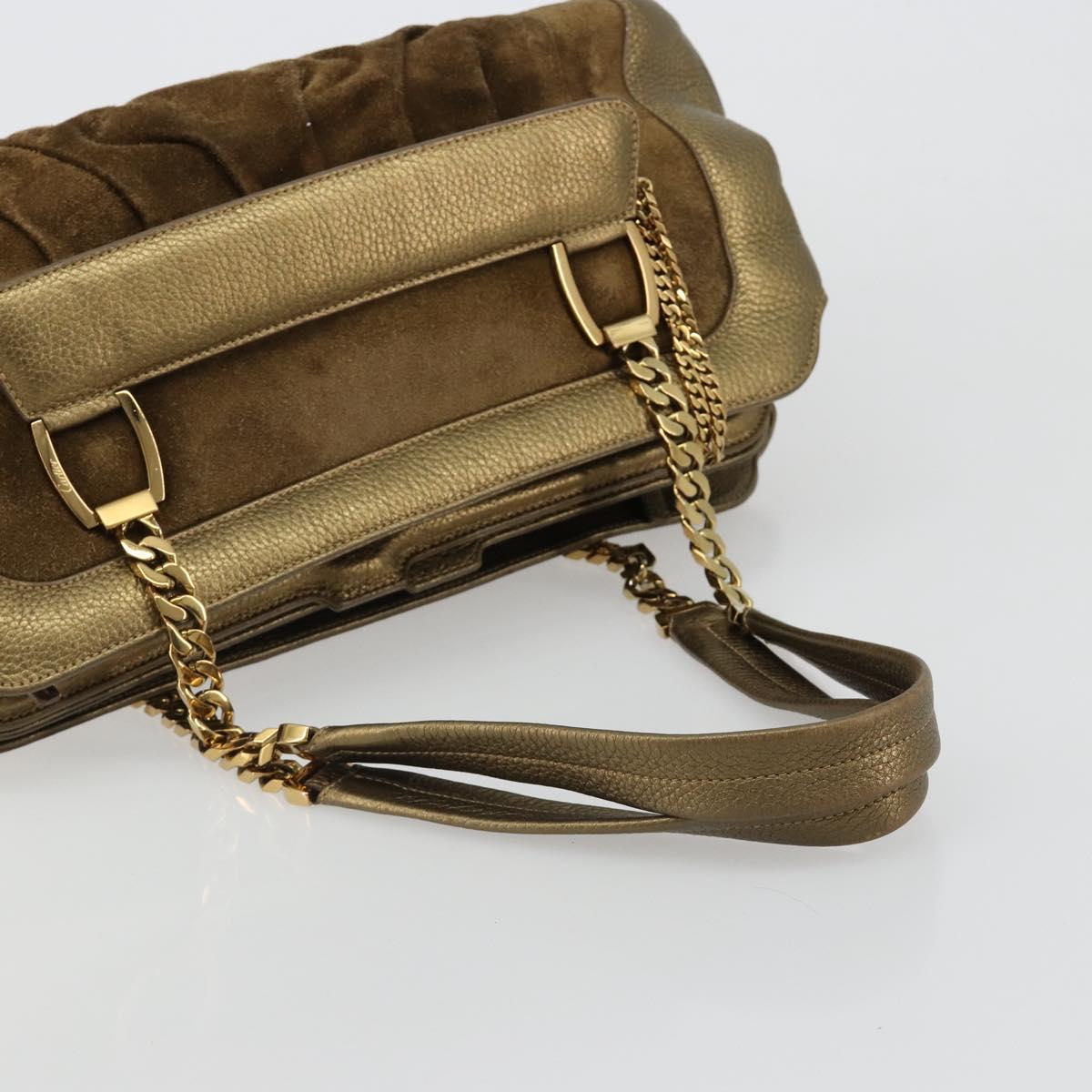 CARTIER Ladonia Chain Tote Bag Suede Gold Auth 185121A