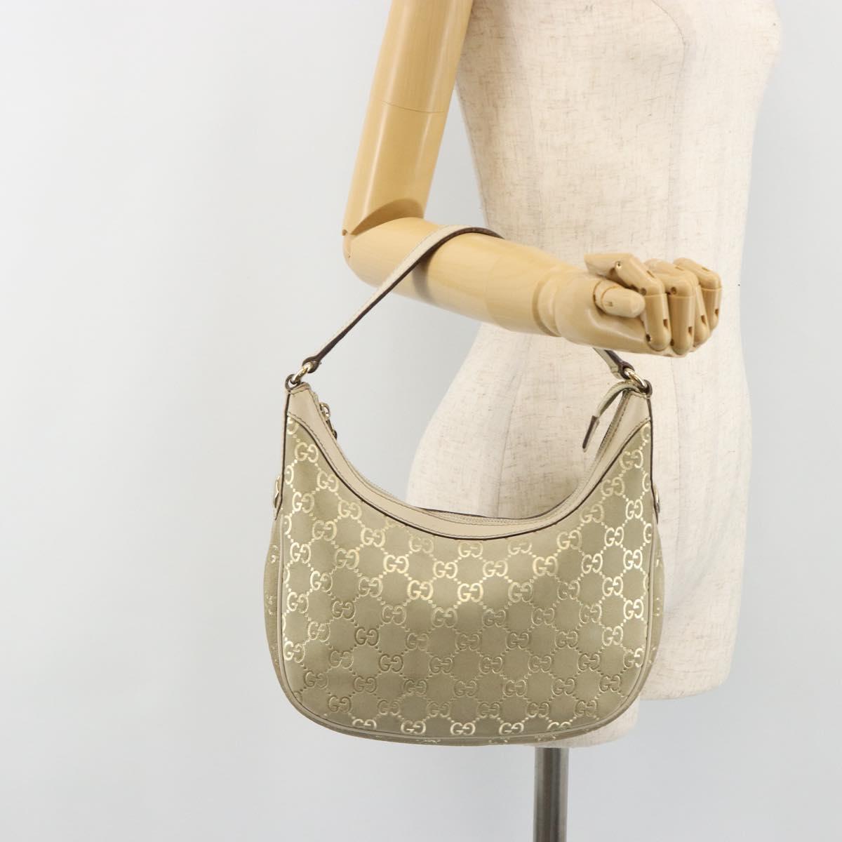 GUCCI GG Canvas Shoulder Bag Ivory Gold 154395 Auth 185122A