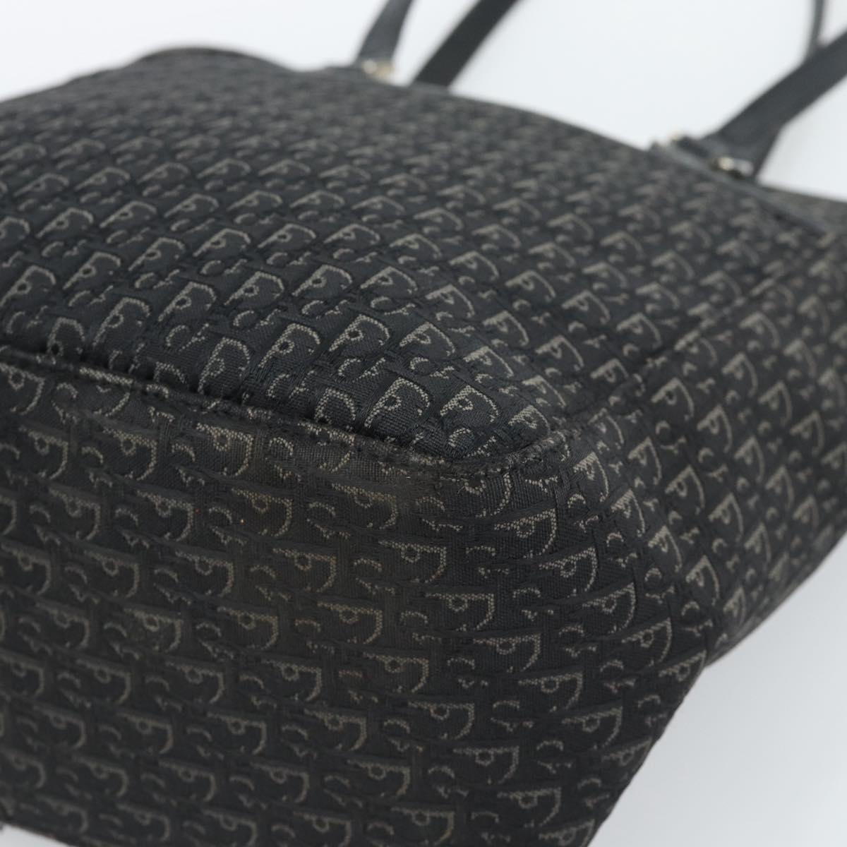 Christian Dior Trotter Canvas Tote Bag Black Silver Auth 185124