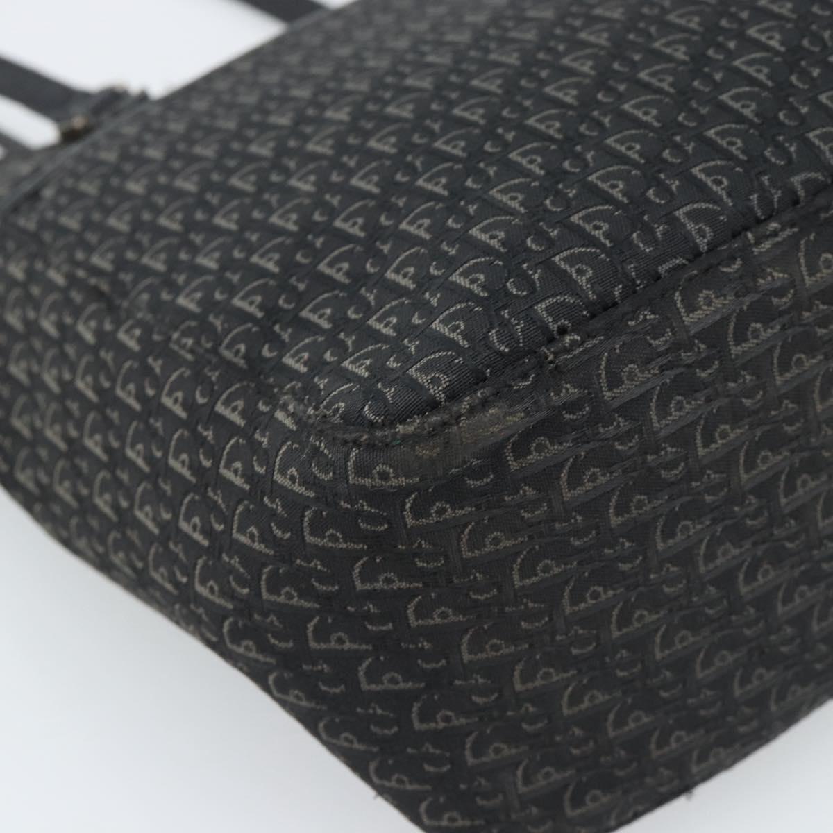 Christian Dior Trotter Canvas Tote Bag Black Silver Auth 185124