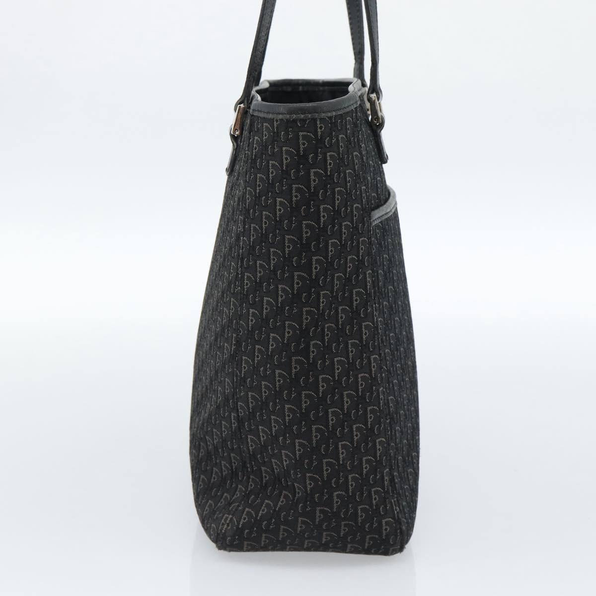 Christian Dior Trotter Canvas Tote Bag Black Silver Auth 185124