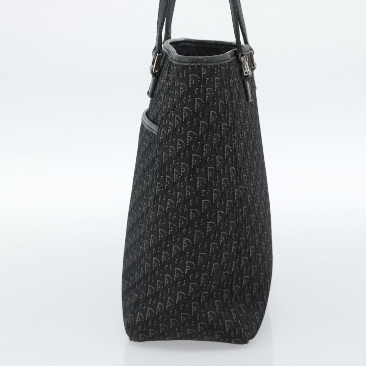 Christian Dior Trotter Canvas Tote Bag Black Silver Auth 185124