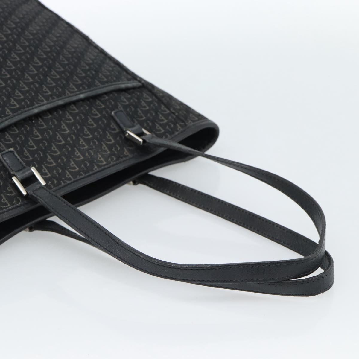 Christian Dior Trotter Canvas Tote Bag Black Silver Auth 185124
