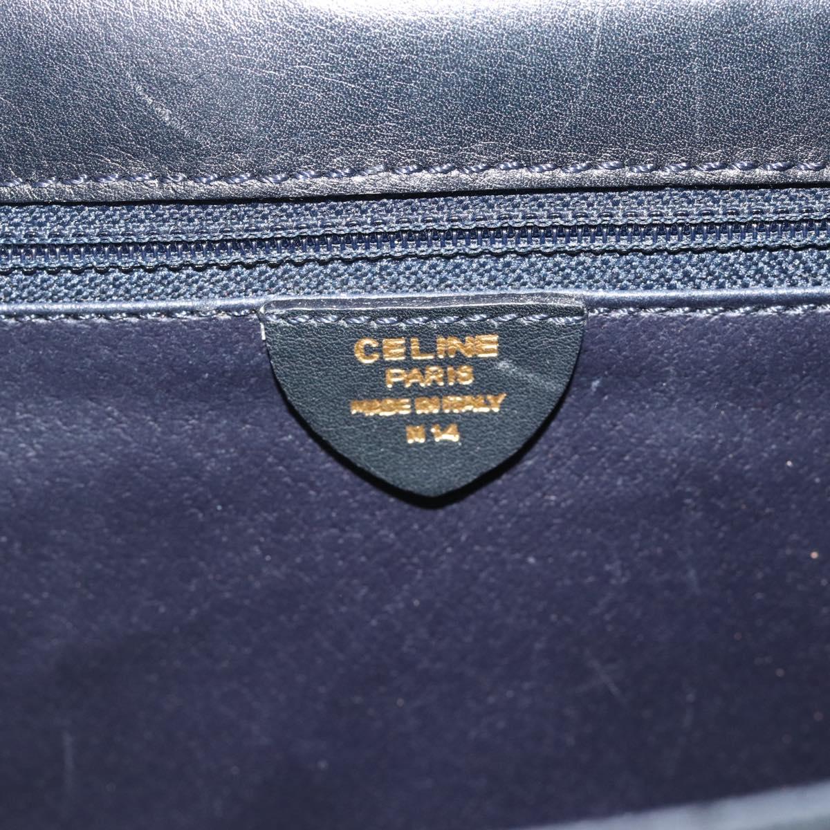 CELINE Hand Bag Leather Black Gold Auth 185125