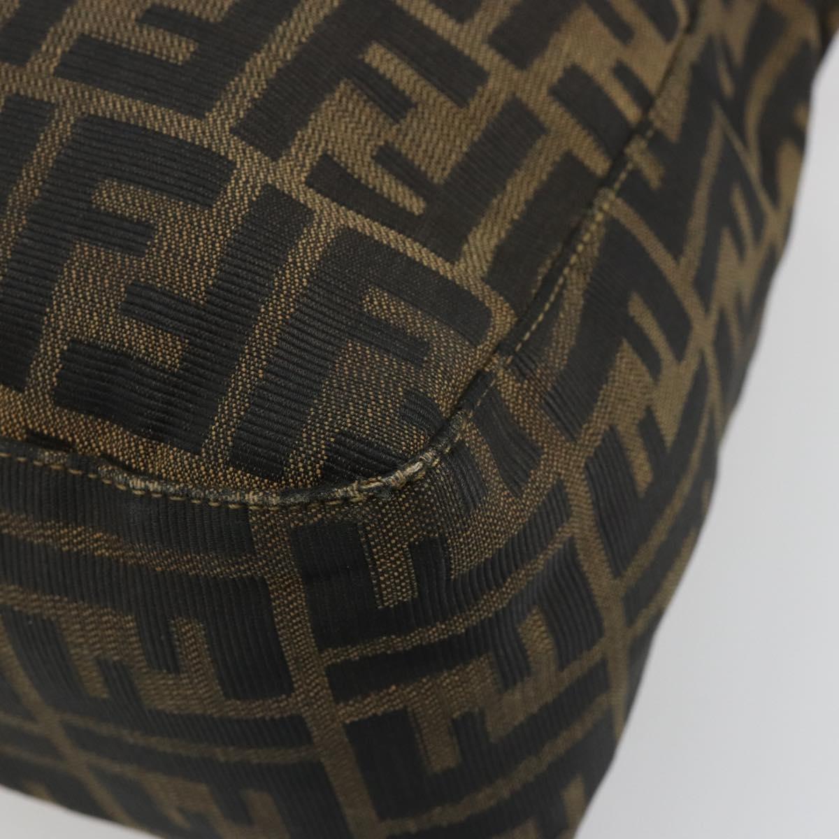 FENDI Zucca Canvas Mamma Baguette Shoulder Bag Black Brown Auth 185126