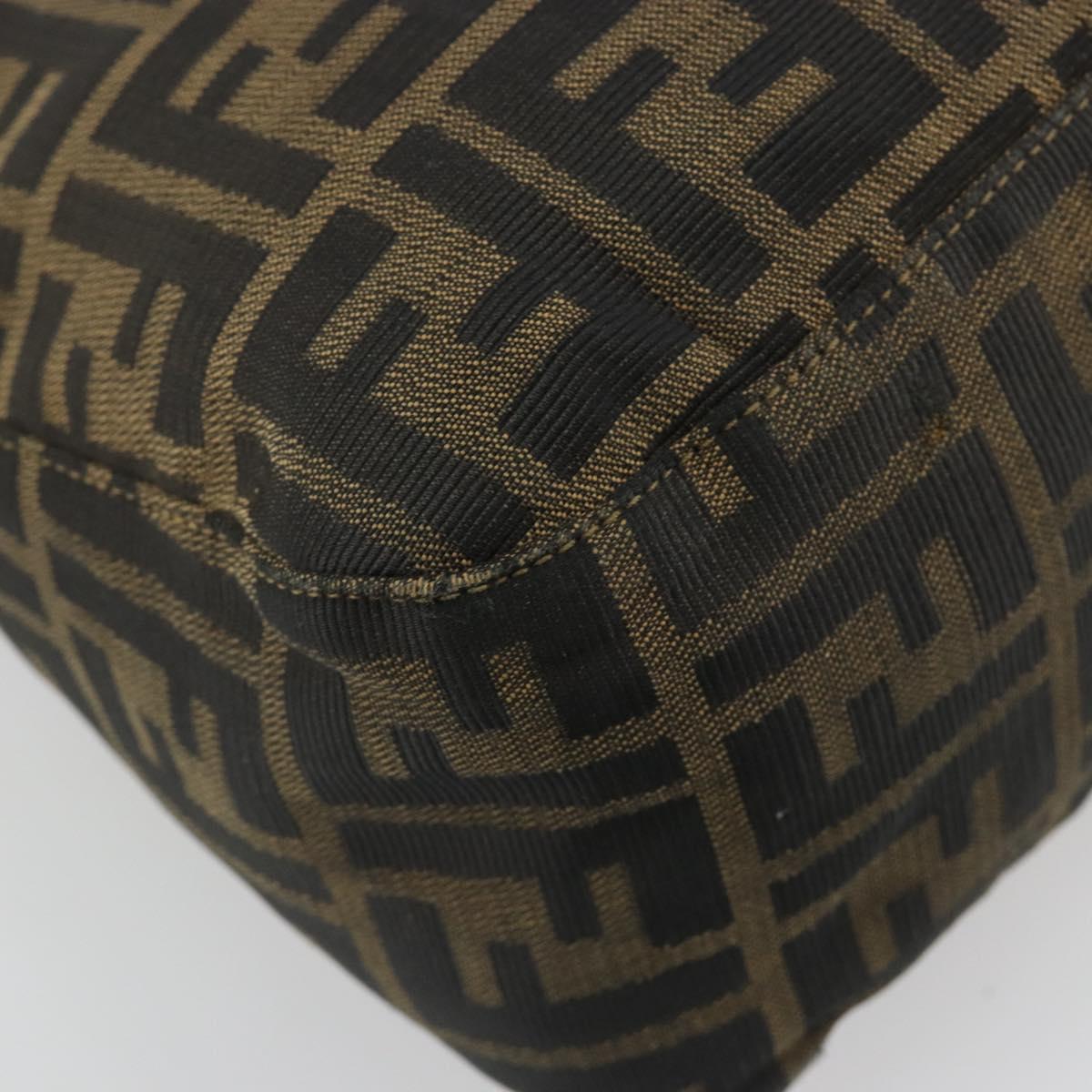 FENDI Zucca Canvas Mamma Baguette Shoulder Bag Black Brown Auth 185126