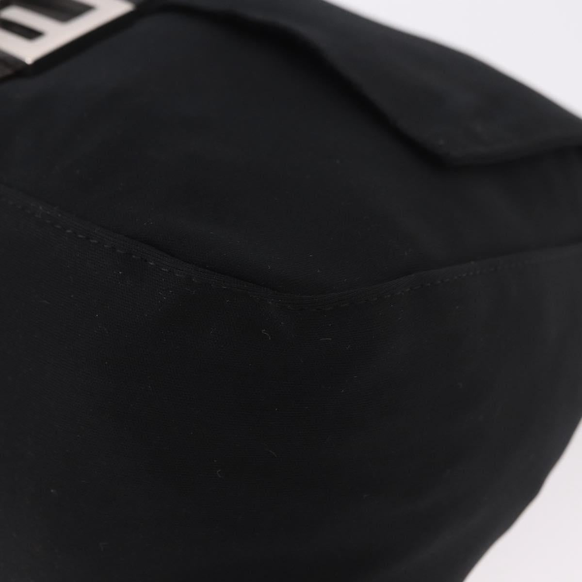 FENDI Mamma Baguette Shoulder Bag Cotton jersey Black Silver Auth 185127V