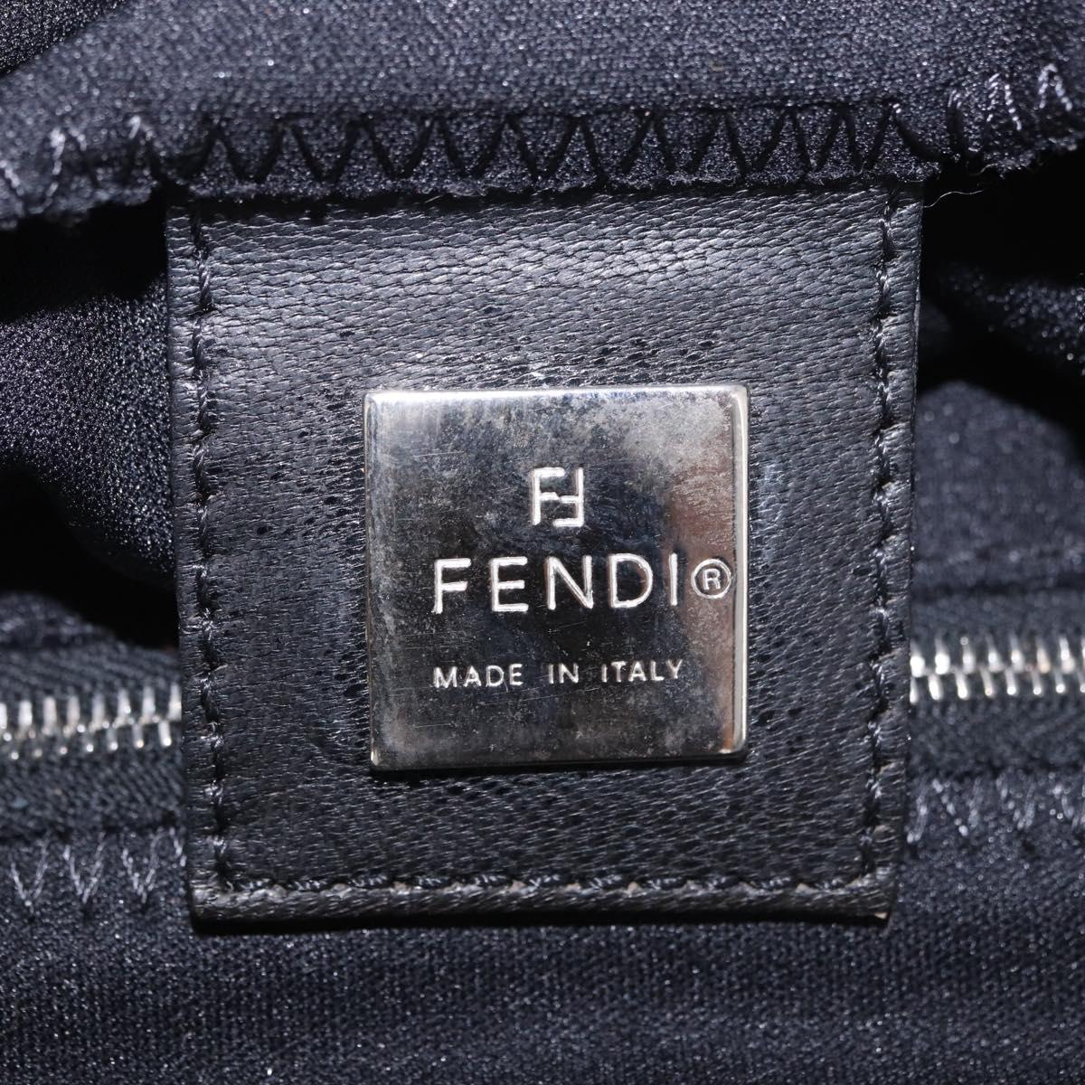 FENDI Mamma Baguette Shoulder Bag Cotton jersey Black Silver Auth 185127V