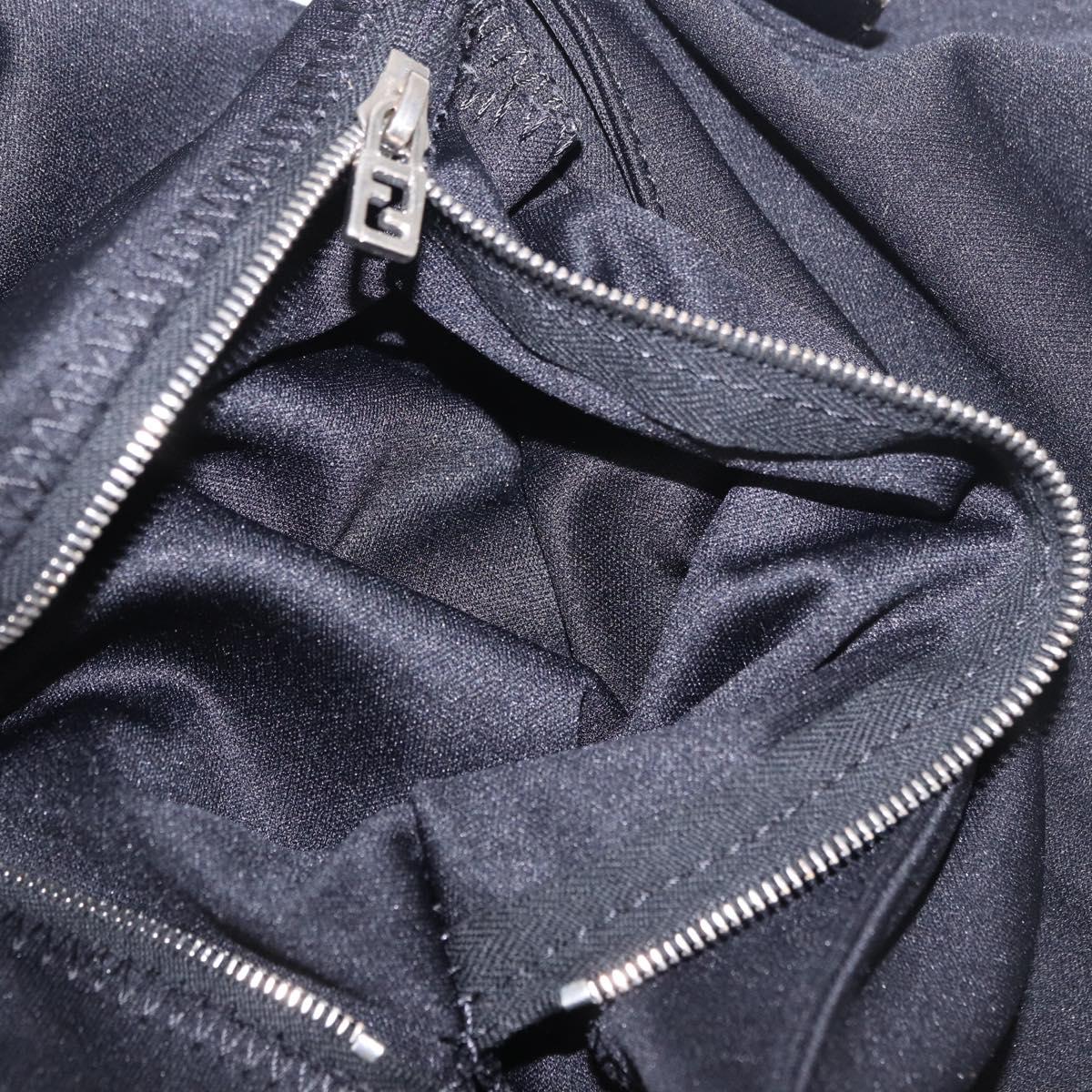 FENDI Mamma Baguette Shoulder Bag Cotton jersey Black Silver Auth 185127V