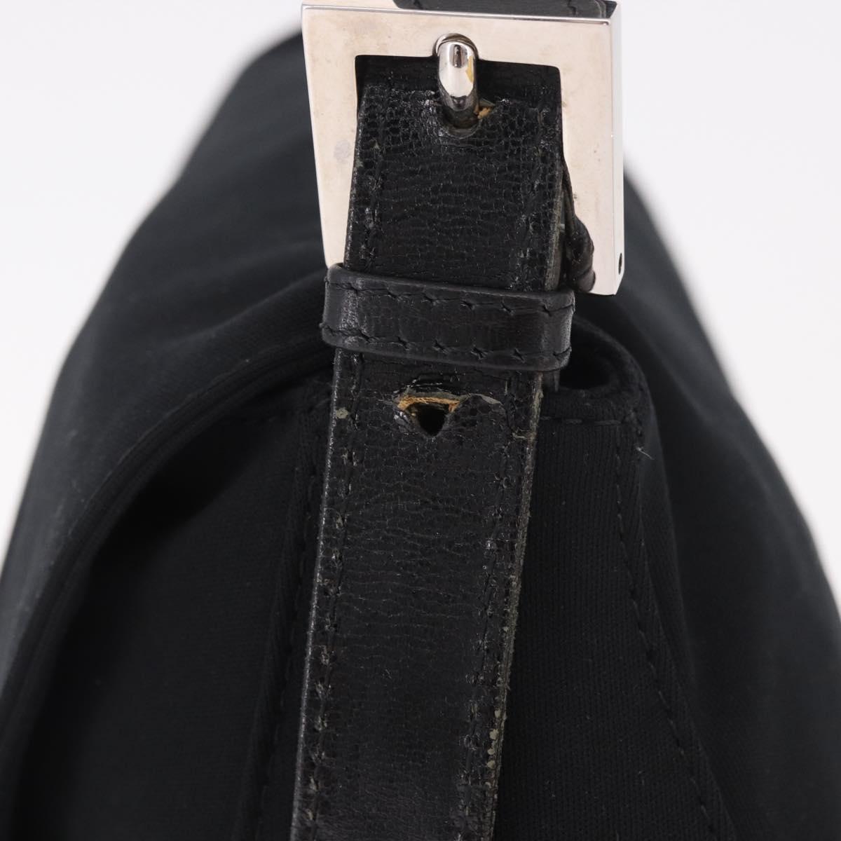 FENDI Mamma Baguette Shoulder Bag Cotton jersey Black Silver Auth 185127V