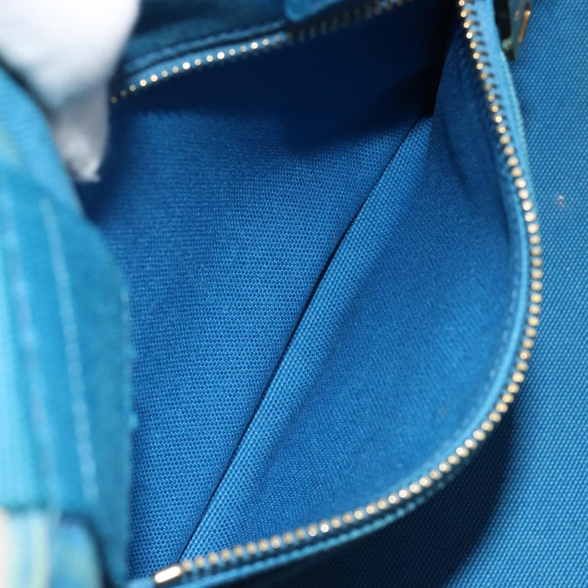 PRADA Kanapa MM Hand Bag Canvas Blue Gold Auth 185130