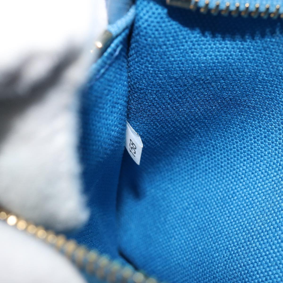 PRADA Kanapa MM Hand Bag Canvas Blue Gold Auth 185130