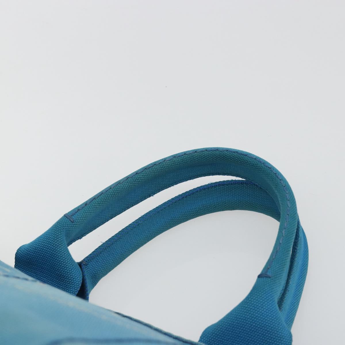 PRADA Kanapa MM Hand Bag Canvas Blue Gold Auth 185130