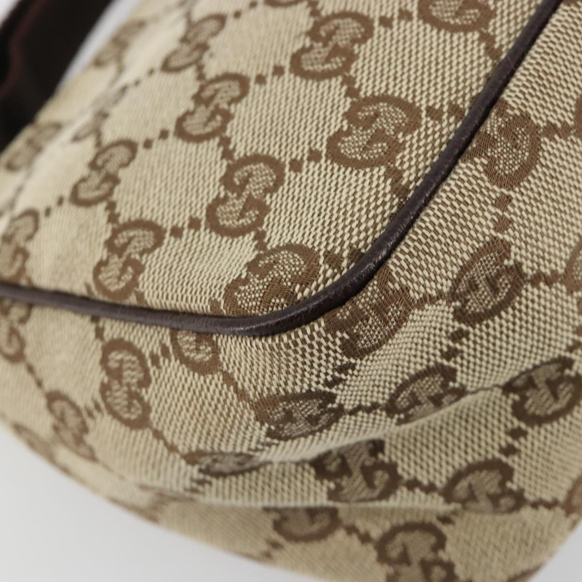 GUCCI GG Canvas Hand Pouch Beige Silver 106644 Auth 185131A