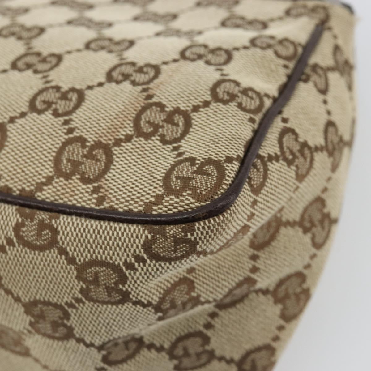 GUCCI GG Canvas Hand Pouch Beige Silver 106644 Auth 185131A