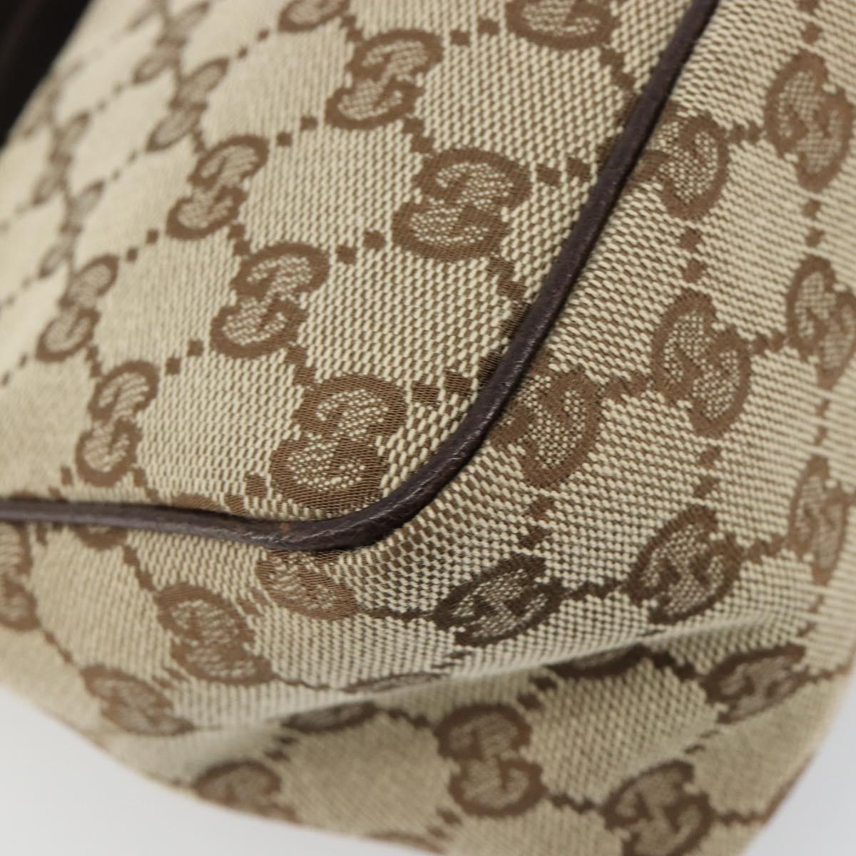 GUCCI GG Canvas Hand Pouch Beige Silver 106644 Auth 185131A