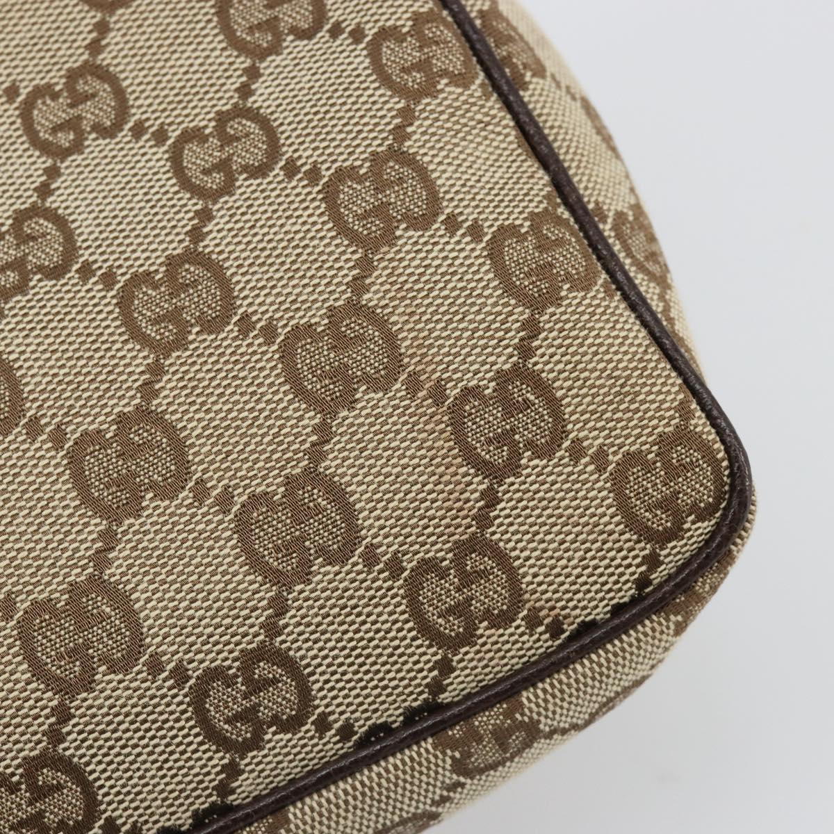GUCCI GG Canvas Hand Pouch Beige Silver 106644 Auth 185131A