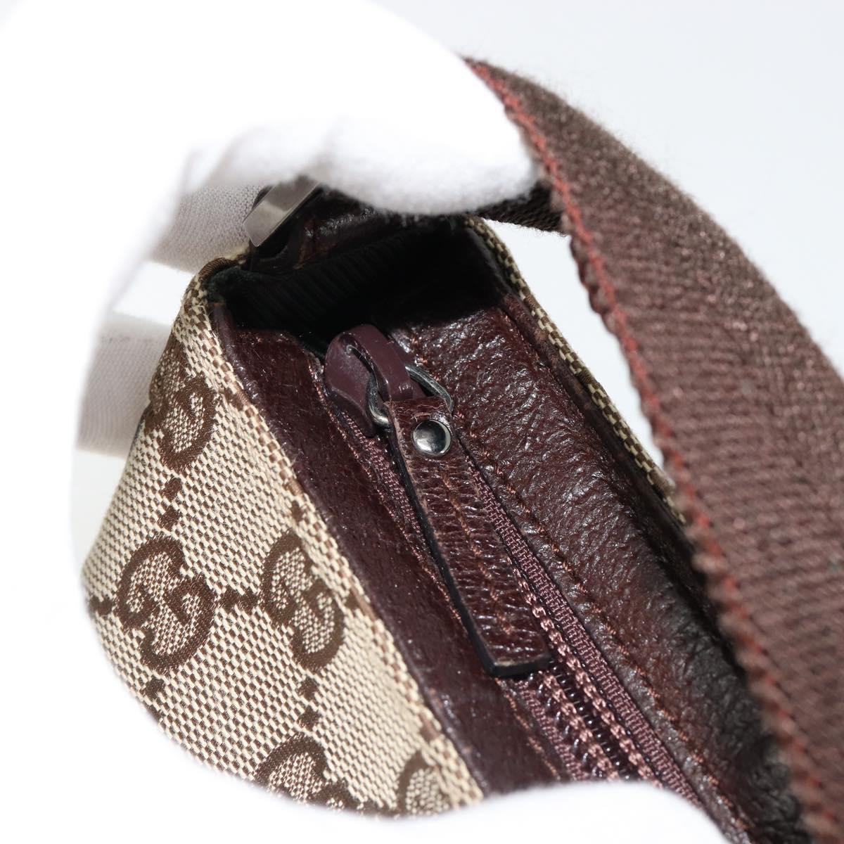 GUCCI GG Canvas Hand Pouch Beige Silver 106644 Auth 185131A