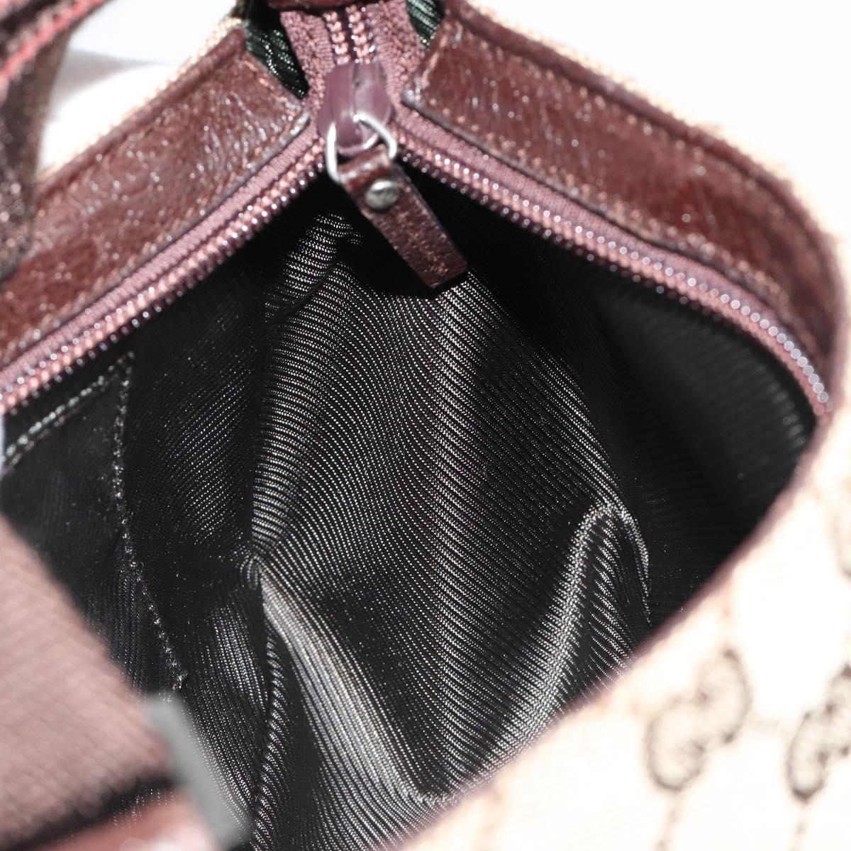GUCCI GG Canvas Hand Pouch Beige Silver 106644 Auth 185131A
