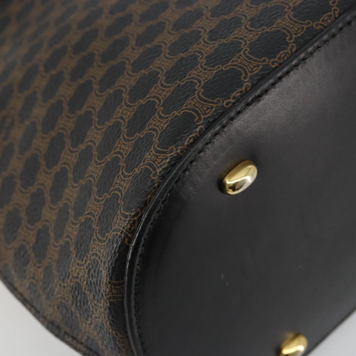 CELINE Macadam Canvas Hand Bag PVC Leather Black Gold Auth 185132A