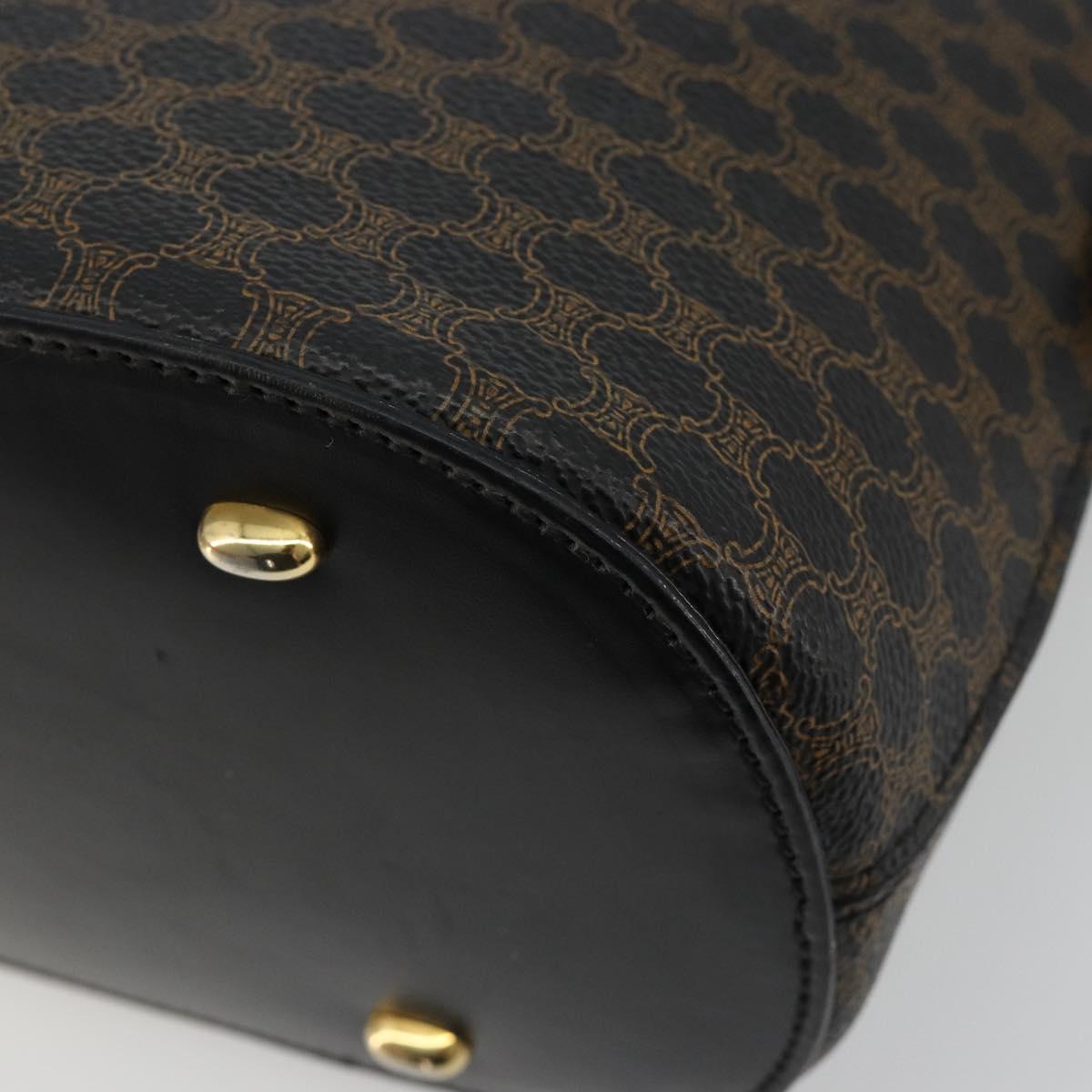 CELINE Macadam Canvas Hand Bag PVC Leather Black Gold Auth 185132A