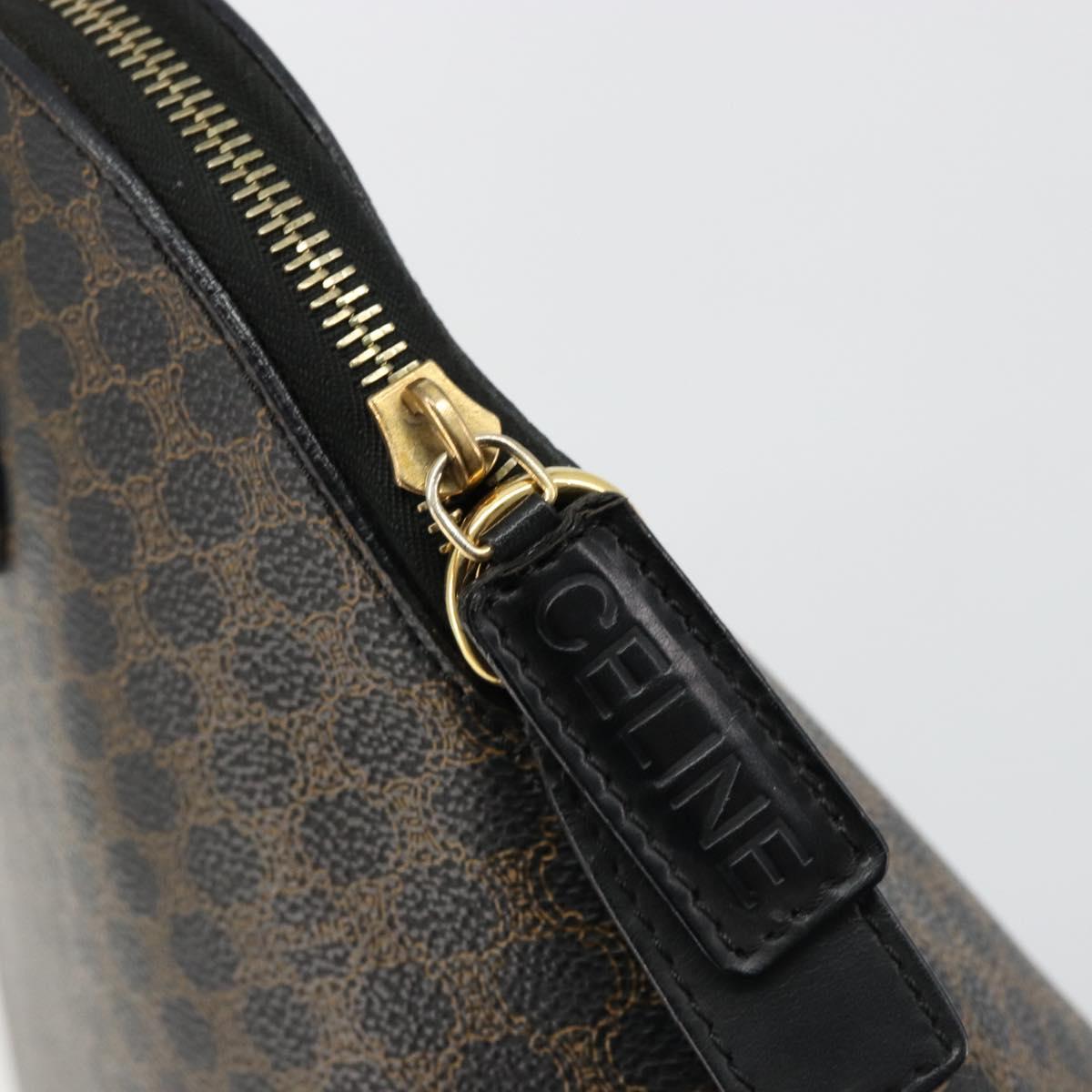 CELINE Macadam Canvas Hand Bag PVC Leather Black Gold Auth 185132A