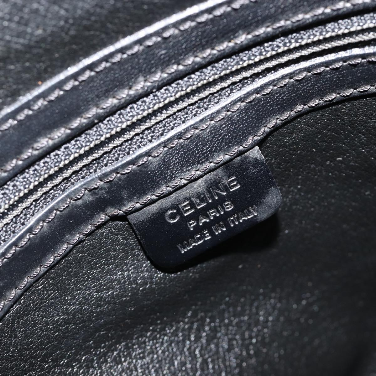 CELINE Macadam Canvas Hand Bag PVC Leather Black Gold Auth 185132A