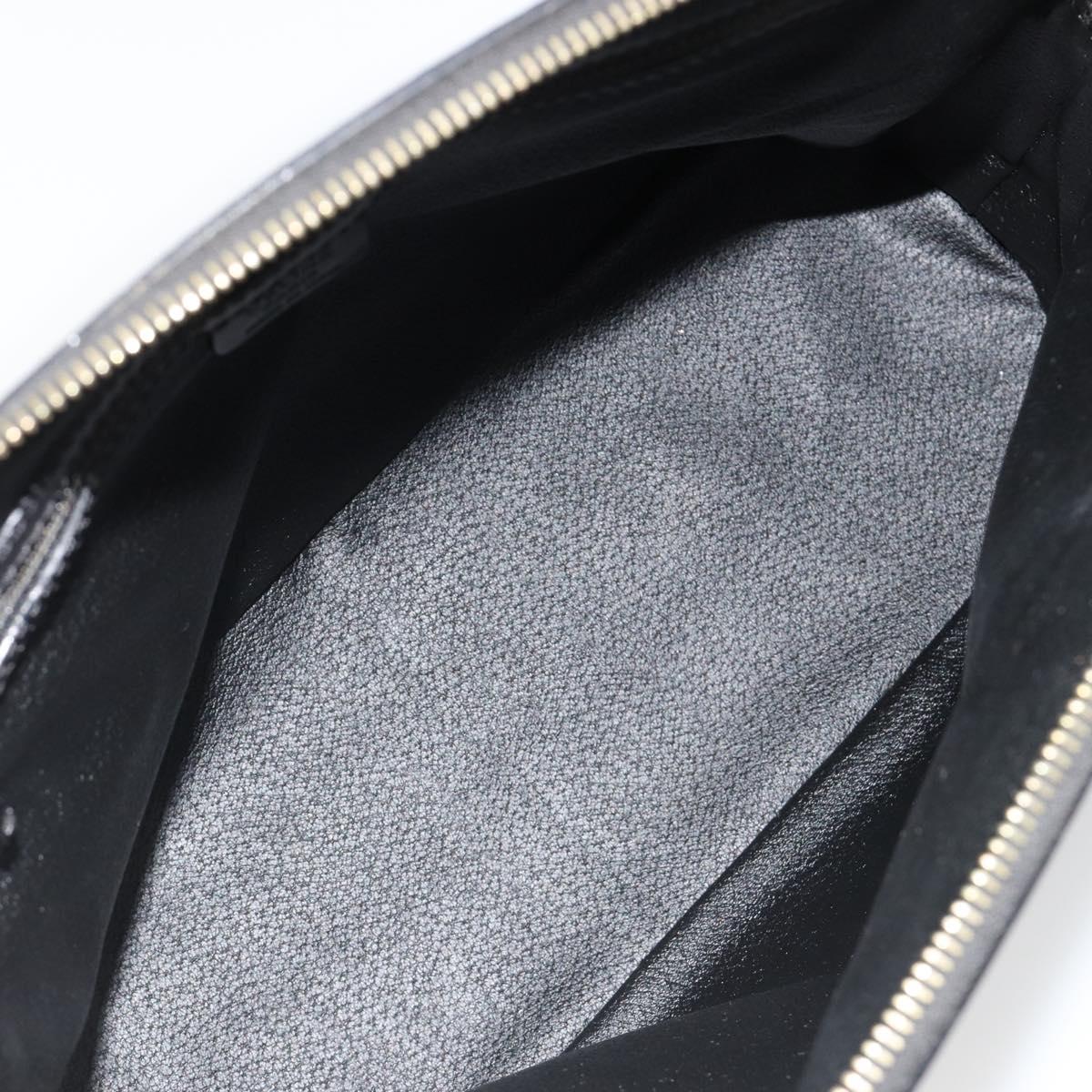 CELINE Macadam Canvas Hand Bag PVC Leather Black Gold Auth 185132A