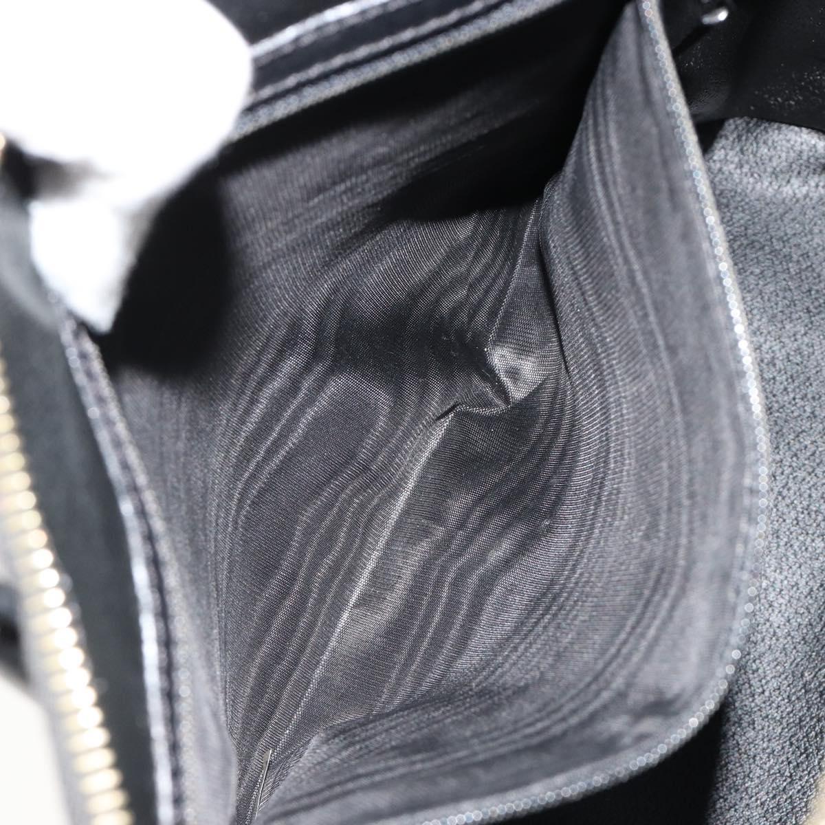CELINE Macadam Canvas Hand Bag PVC Leather Black Gold Auth 185132A