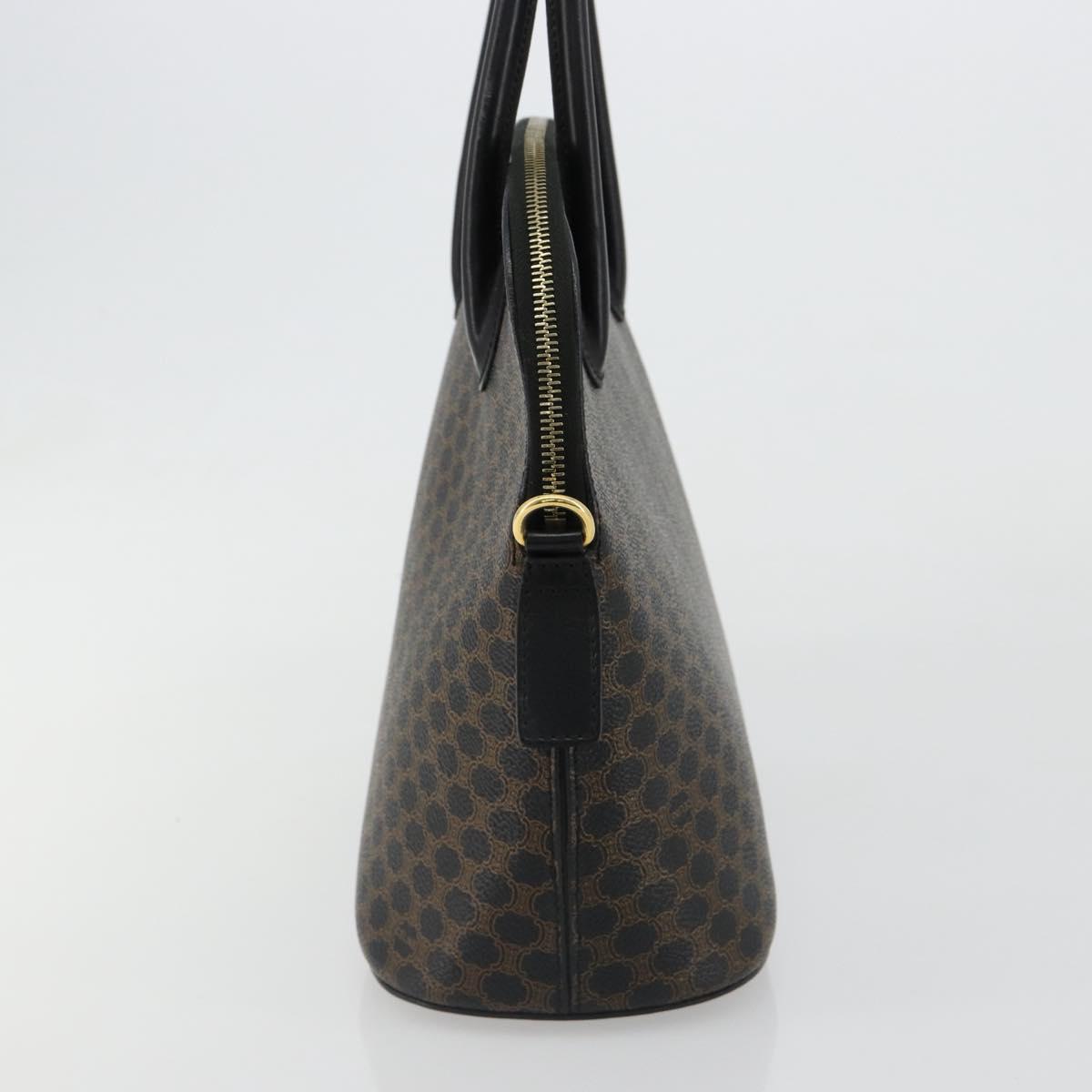 CELINE Macadam Canvas Hand Bag PVC Leather Black Gold Auth 185132A