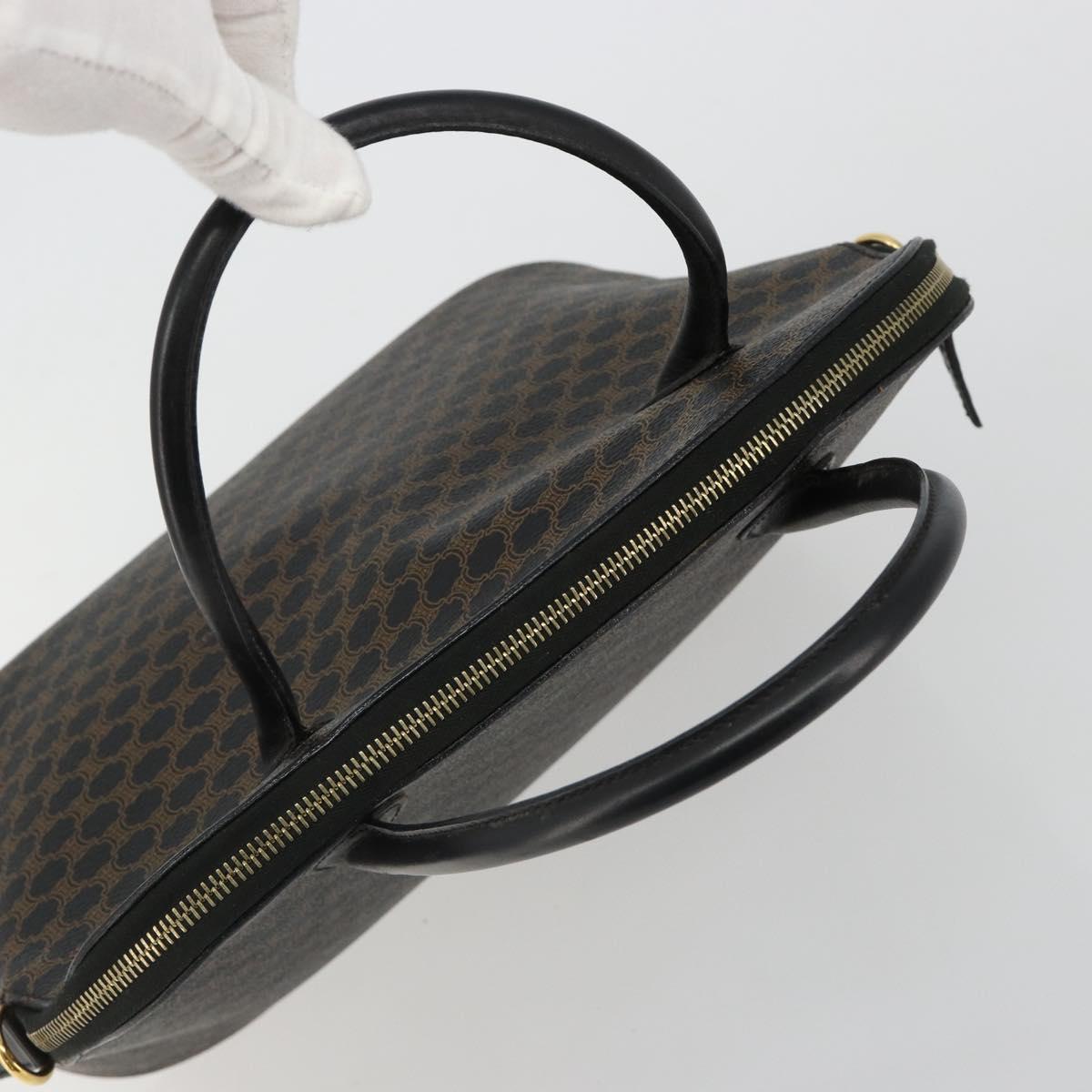 CELINE Macadam Canvas Hand Bag PVC Leather Black Gold Auth 185132A