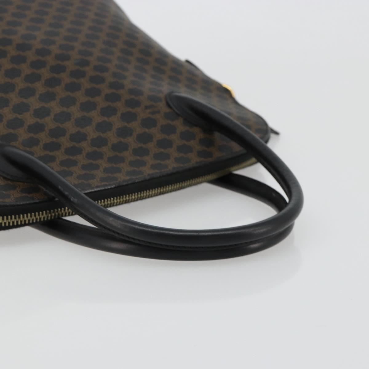 CELINE Macadam Canvas Hand Bag PVC Leather Black Gold Auth 185132A