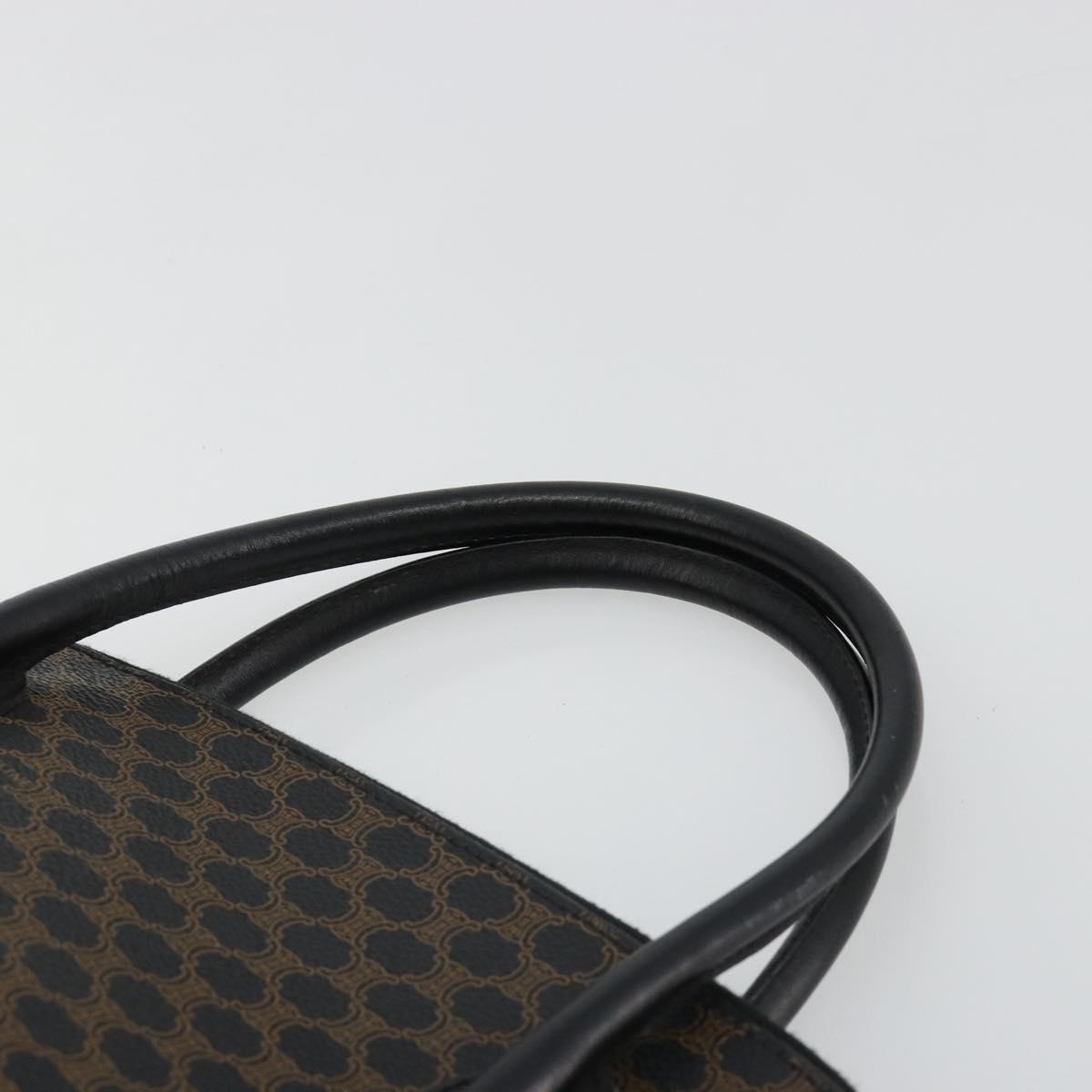 CELINE Macadam Canvas Hand Bag PVC Leather Black Gold Auth 185132A
