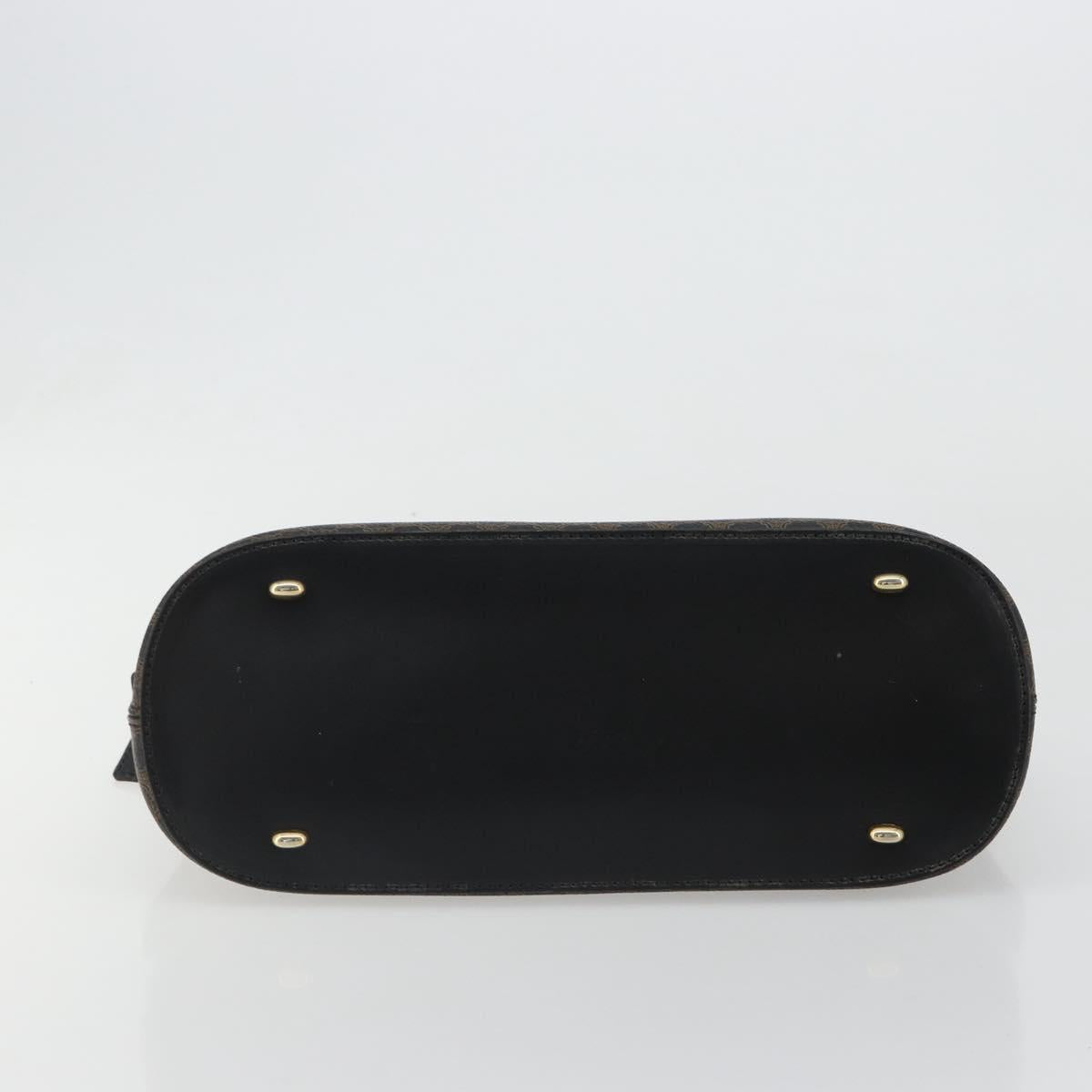 CELINE Macadam Canvas Hand Bag PVC Leather Black Gold Auth 185132A