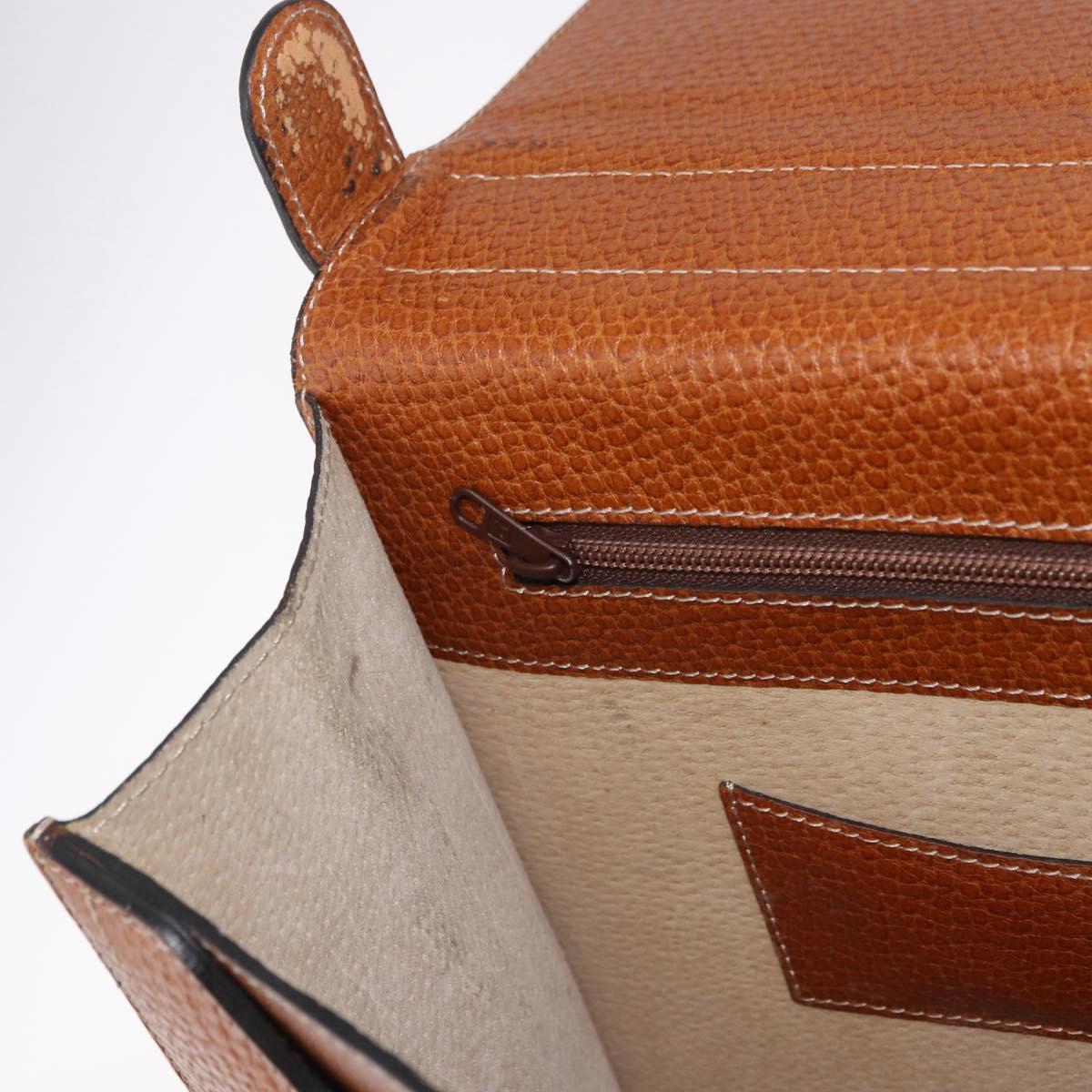 LOEWE Anagram Business Bag Leather Brown Gold Auth 185133