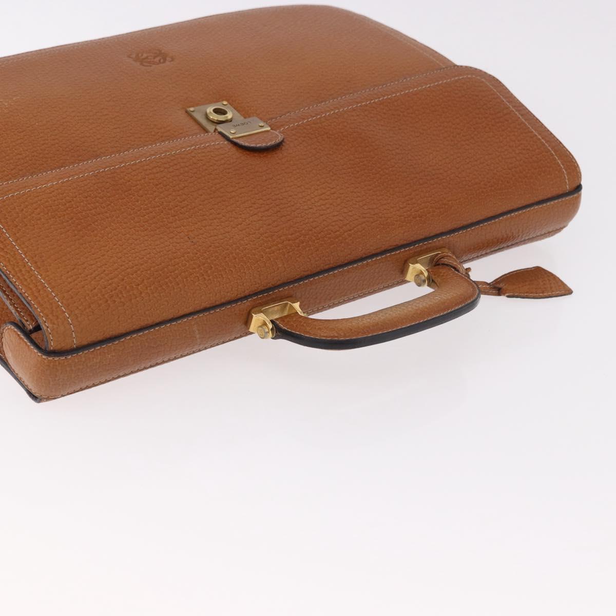 LOEWE Anagram Business Bag Leather Brown Gold Auth 185133