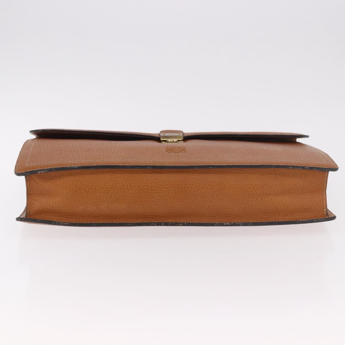 LOEWE Anagram Business Bag Leather Brown Gold Auth 185133