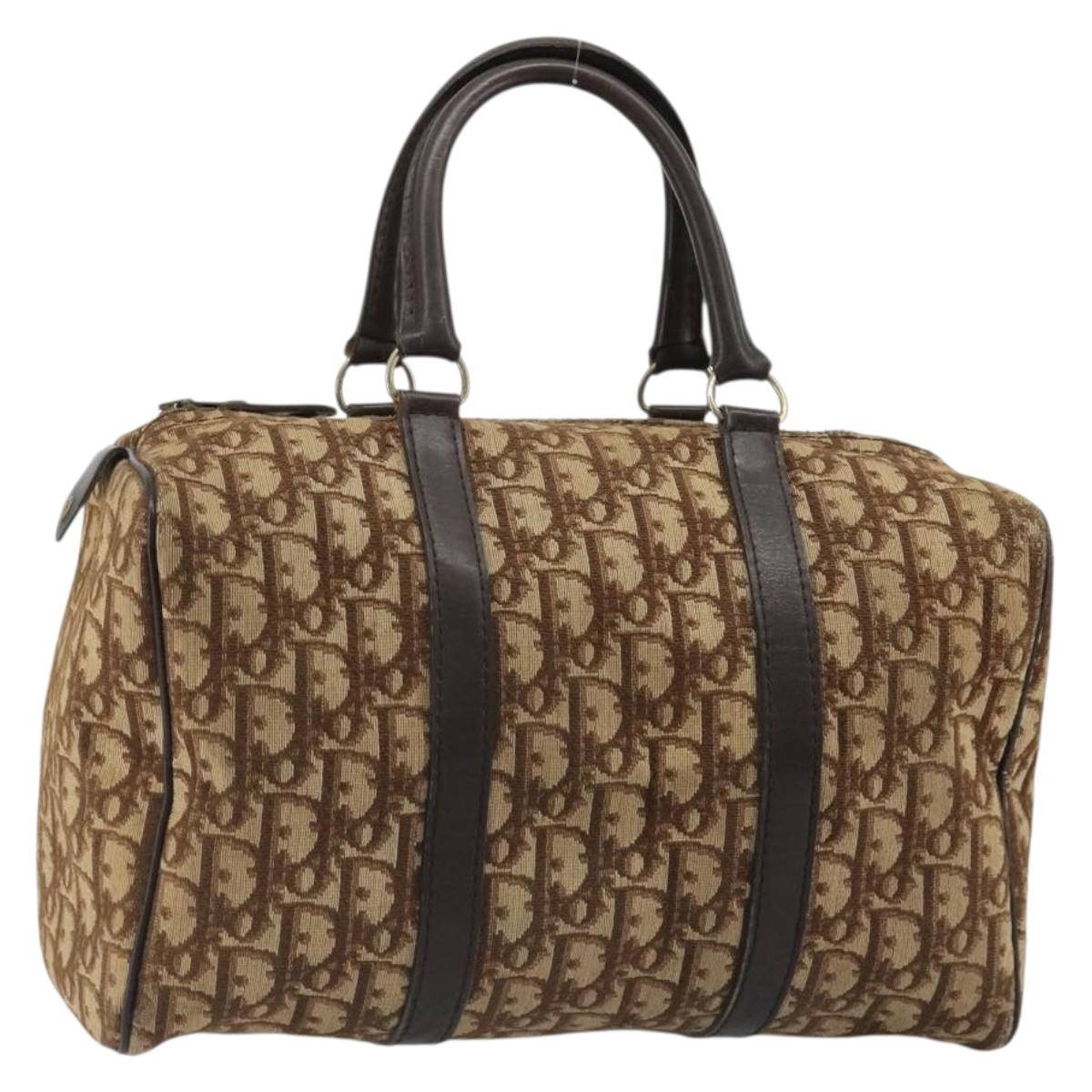 Christian Dior Trotter Canvas Hand Bag Black Gold Auth 185134
