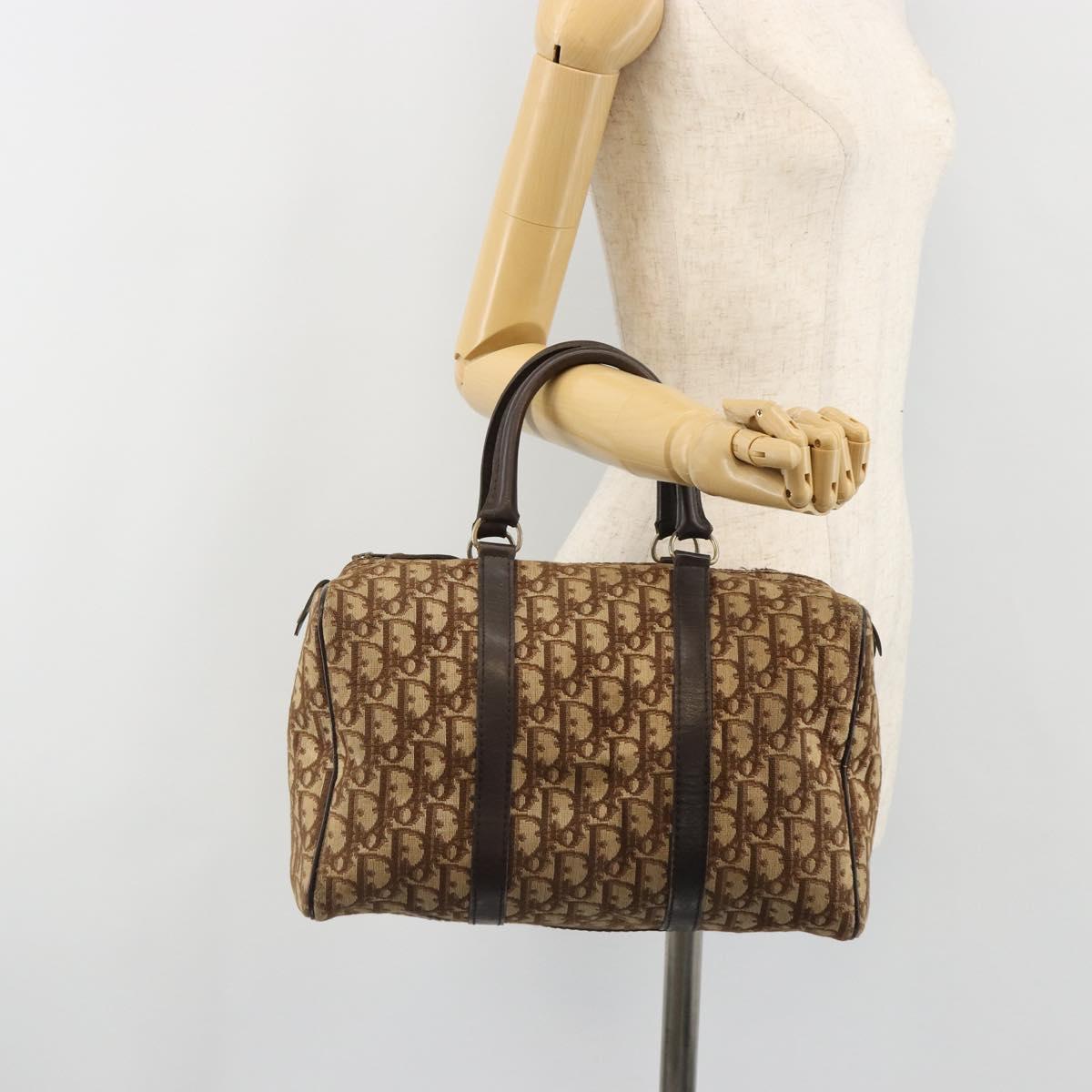 Christian Dior Trotter Canvas Hand Bag Black Gold Auth 185134